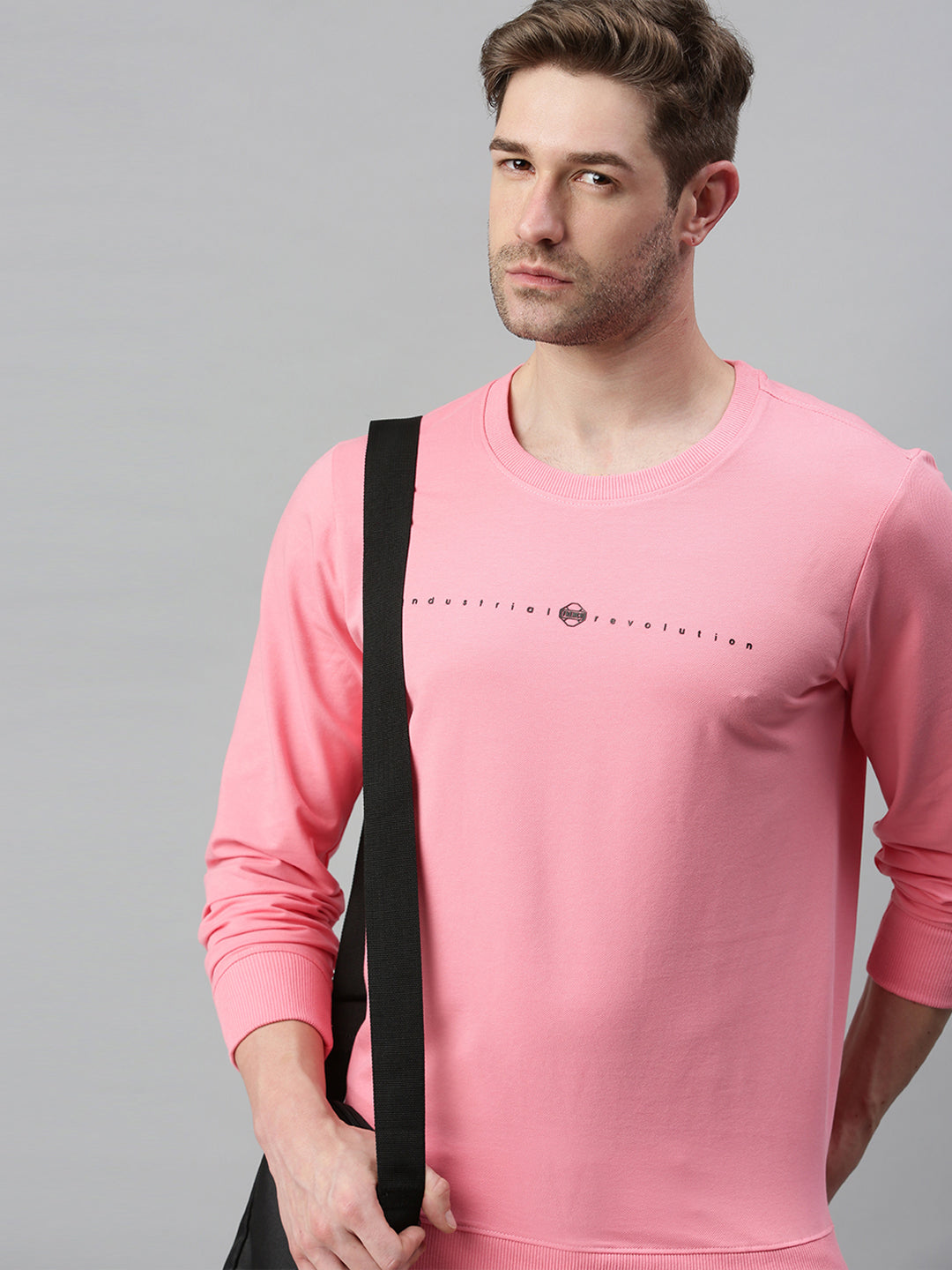 Men Solid Pink Sweatshirt