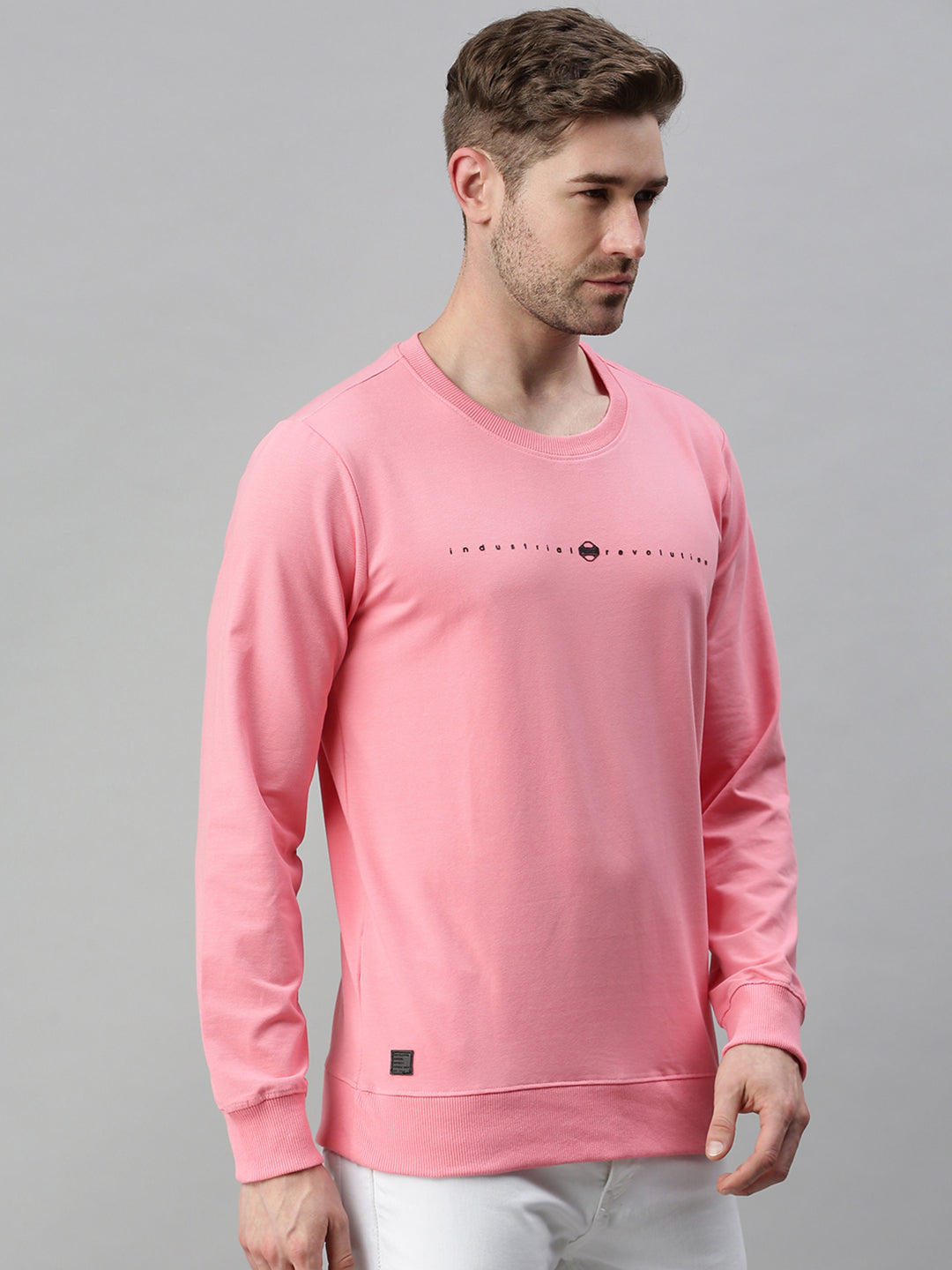 Men Solid Pink Sweatshirt