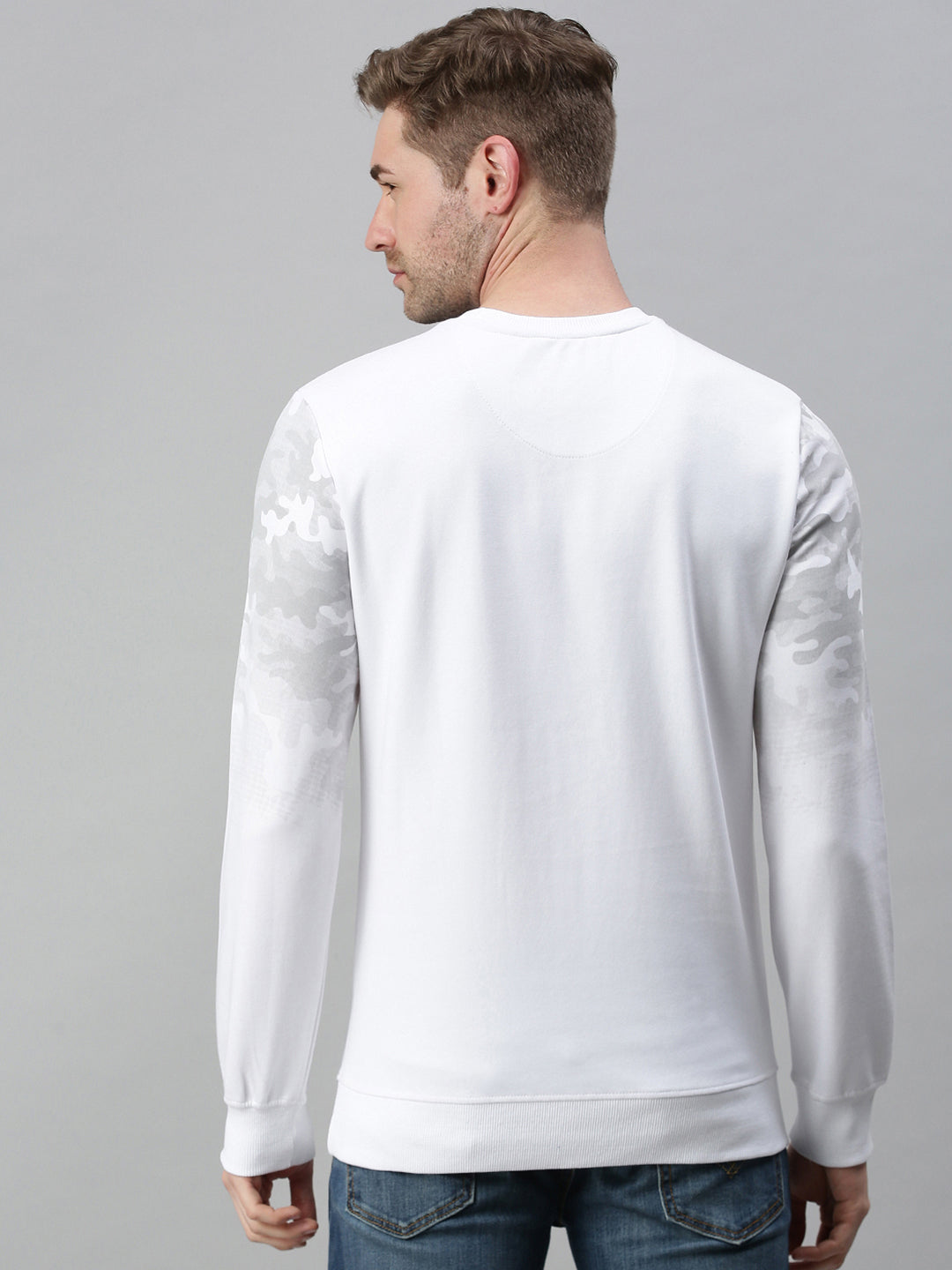 Men Printed White Sweatshirt