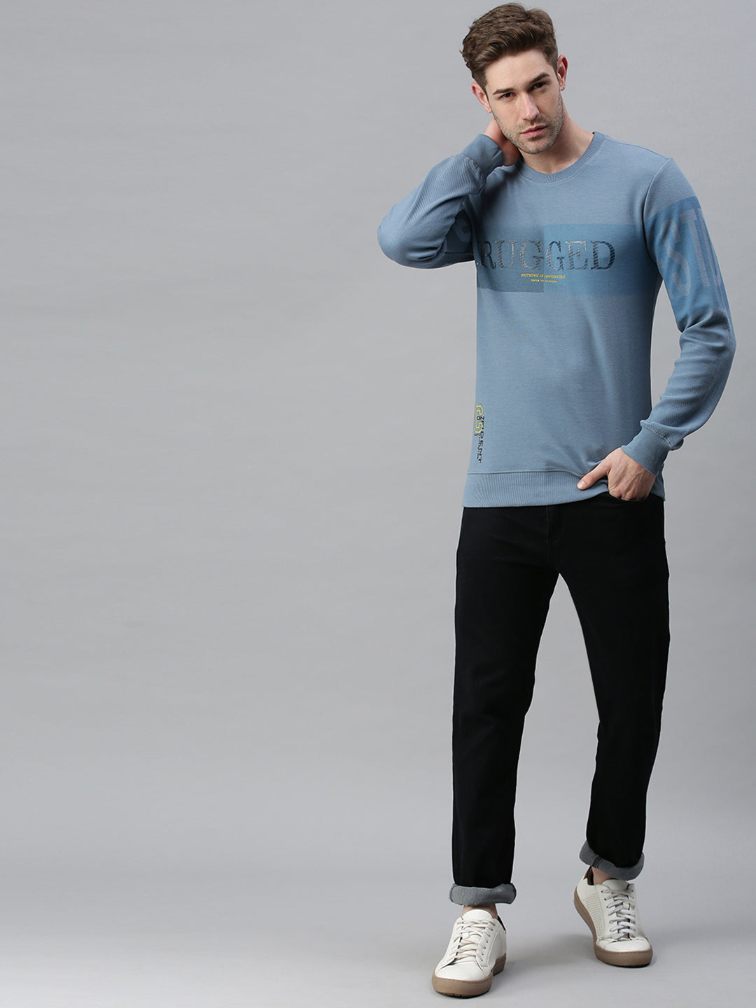 Men Printed Blue Sweatshirt