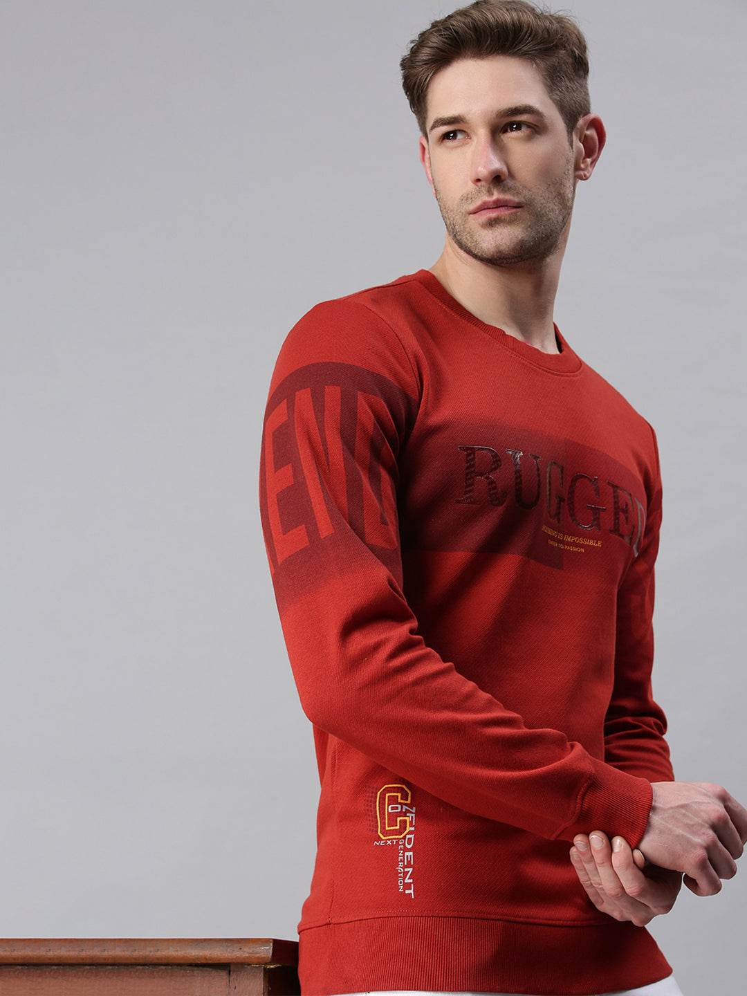 Men Printed Red Sweatshirt