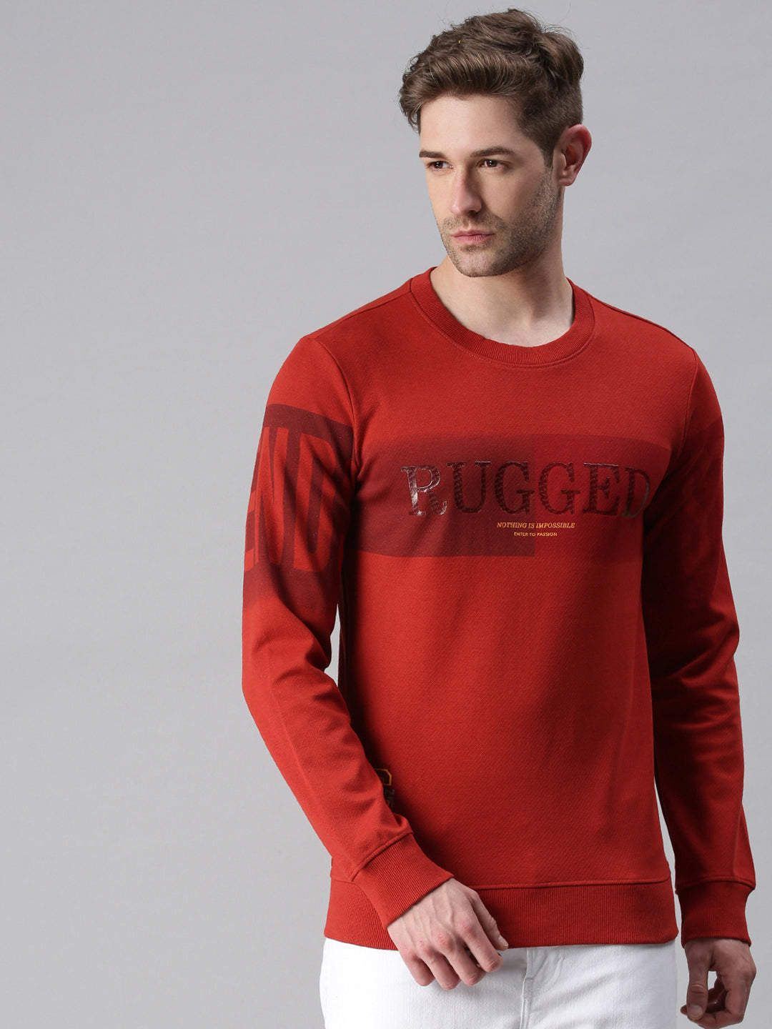 Men Printed Red Sweatshirt