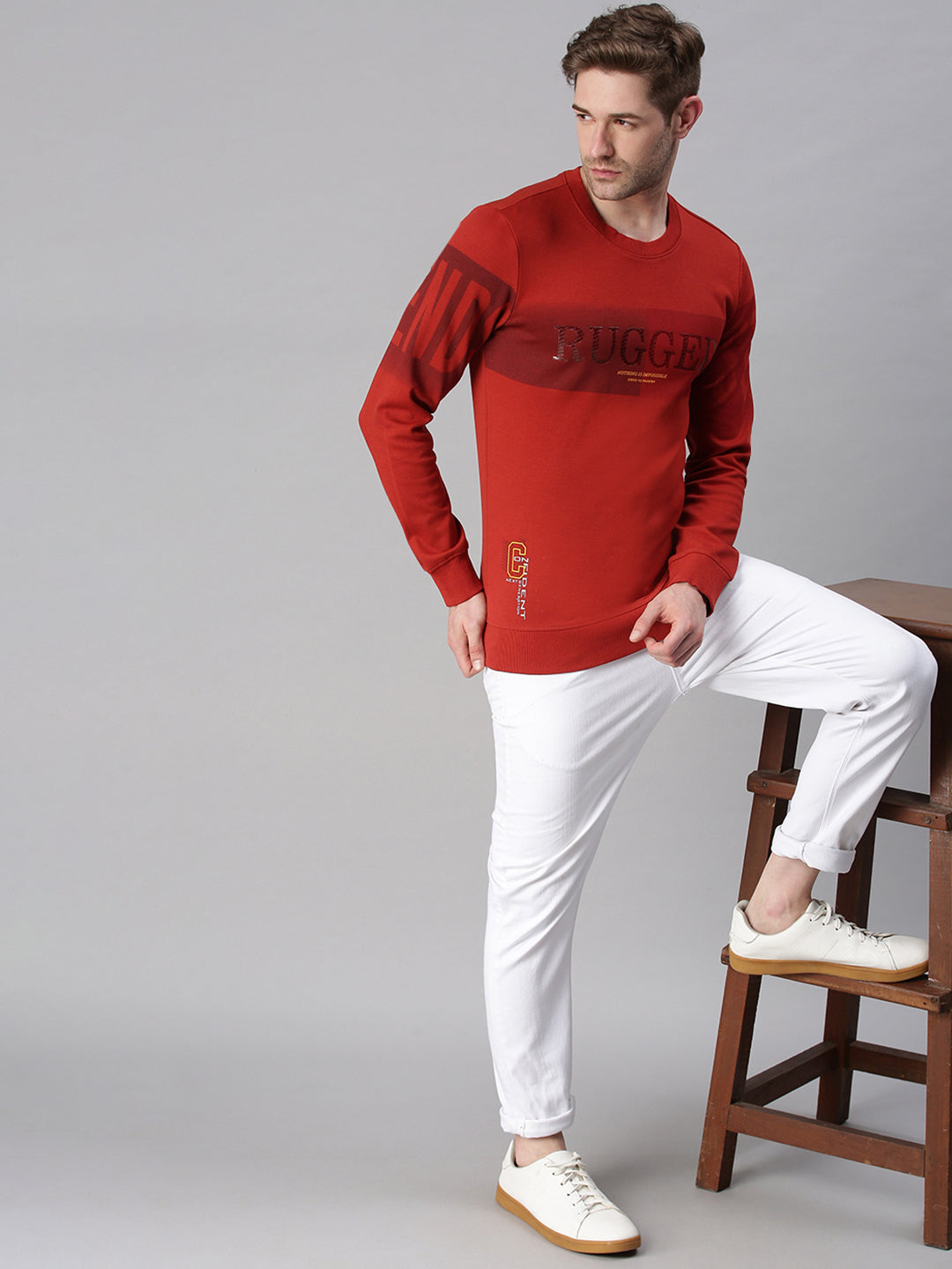 Men Printed Red Sweatshirt