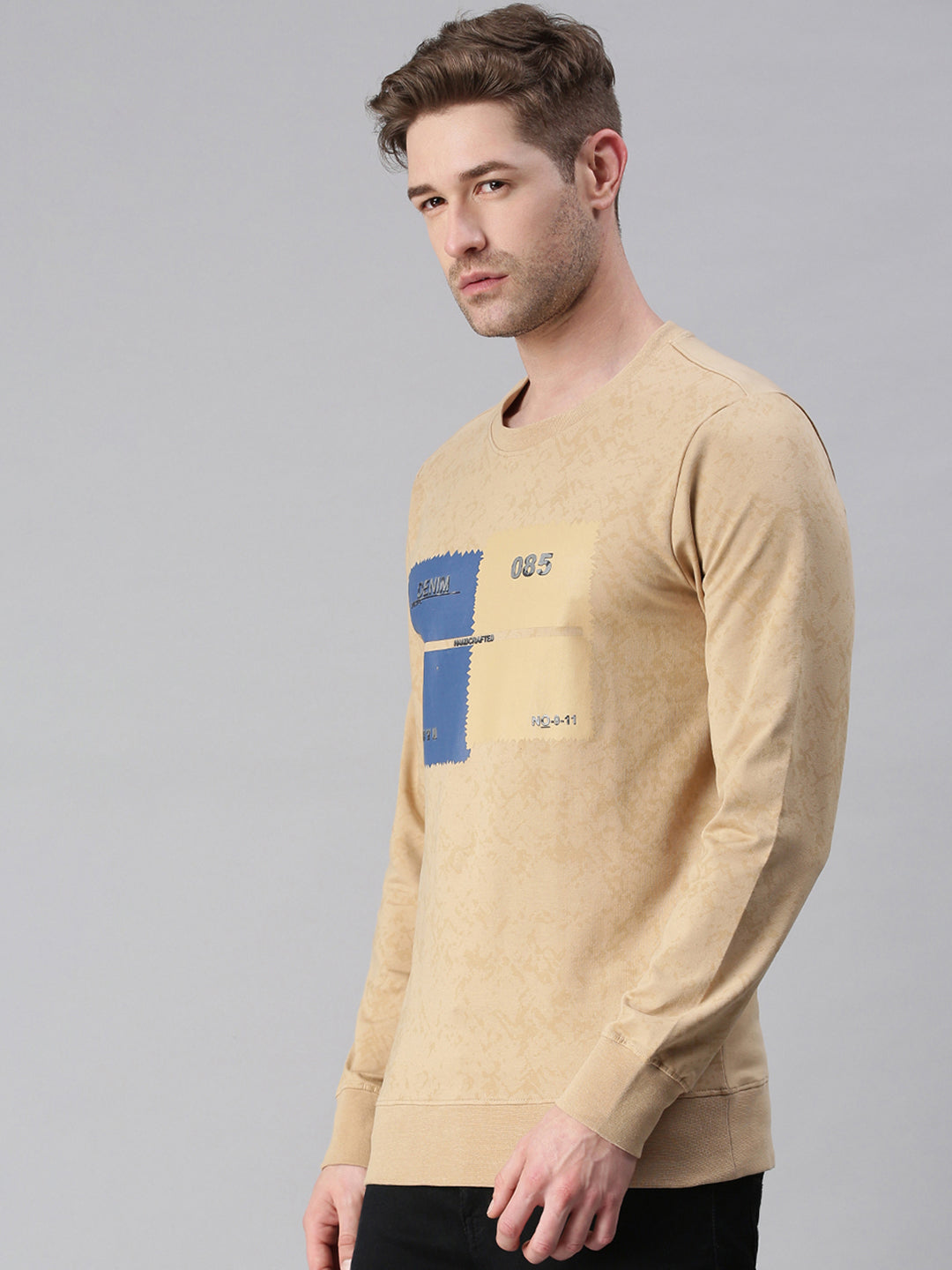 Men Printed Beige Sweatshirt