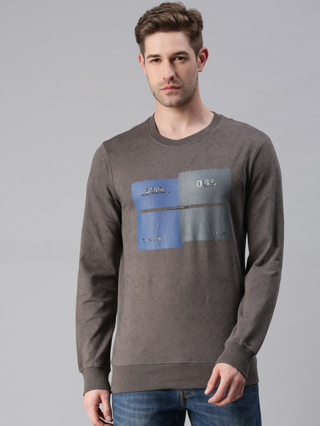 Men Printed Grey Sweatshirt