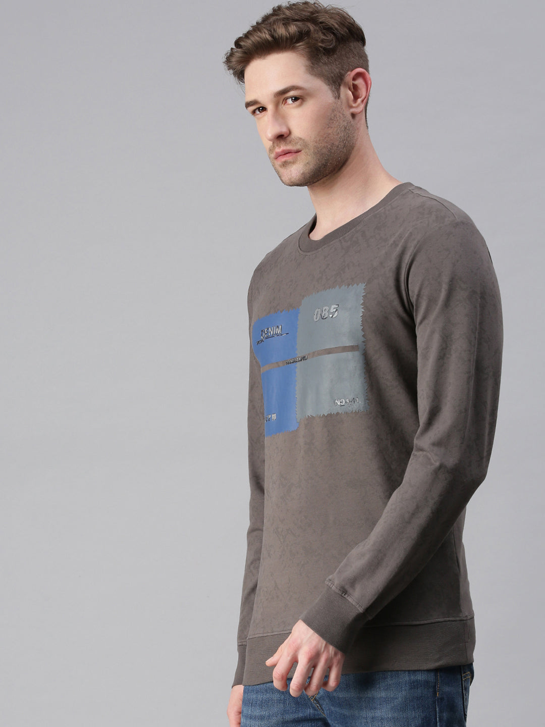 Men Printed Grey Sweatshirt