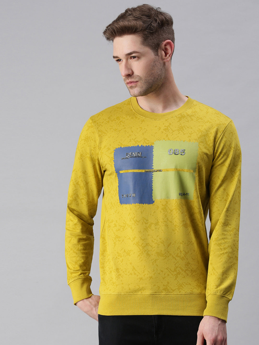 Men Graphic Yellow Sweatshirt