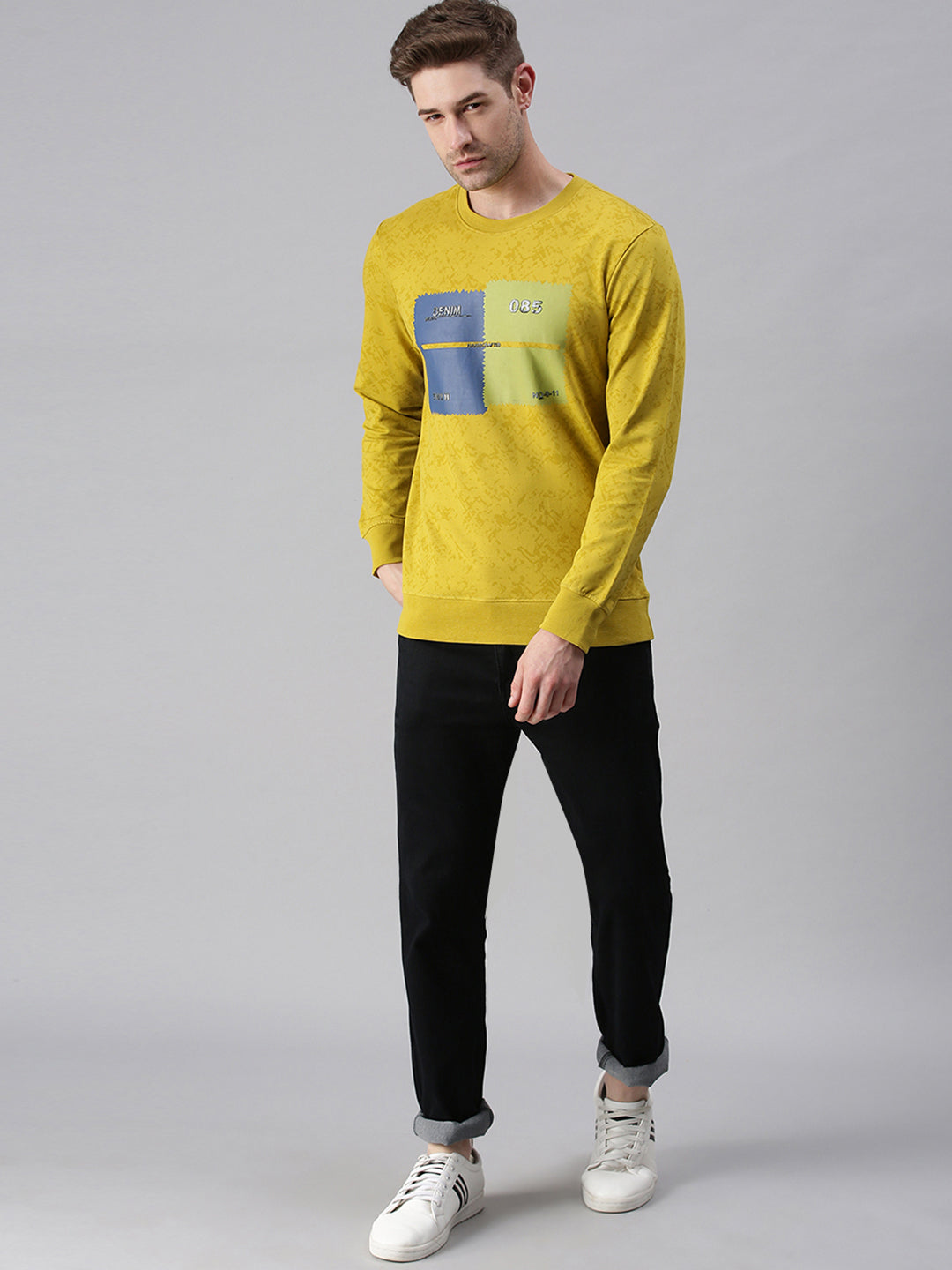 Men Graphic Yellow Sweatshirt