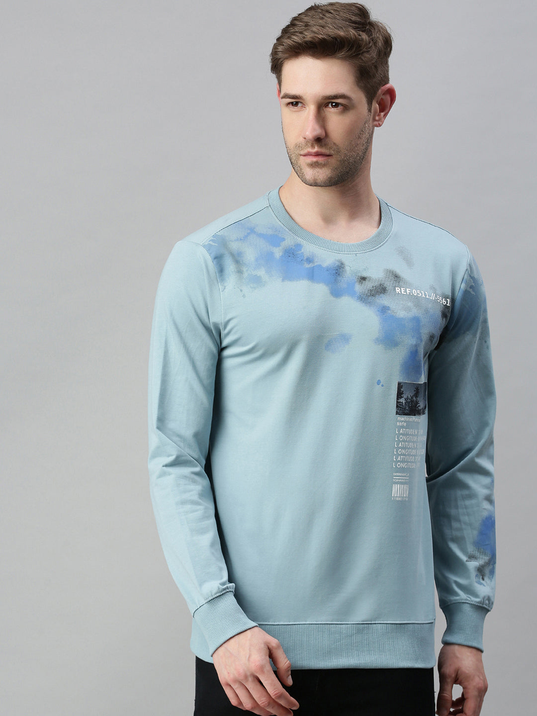 Men Printed Blue Sweatshirt