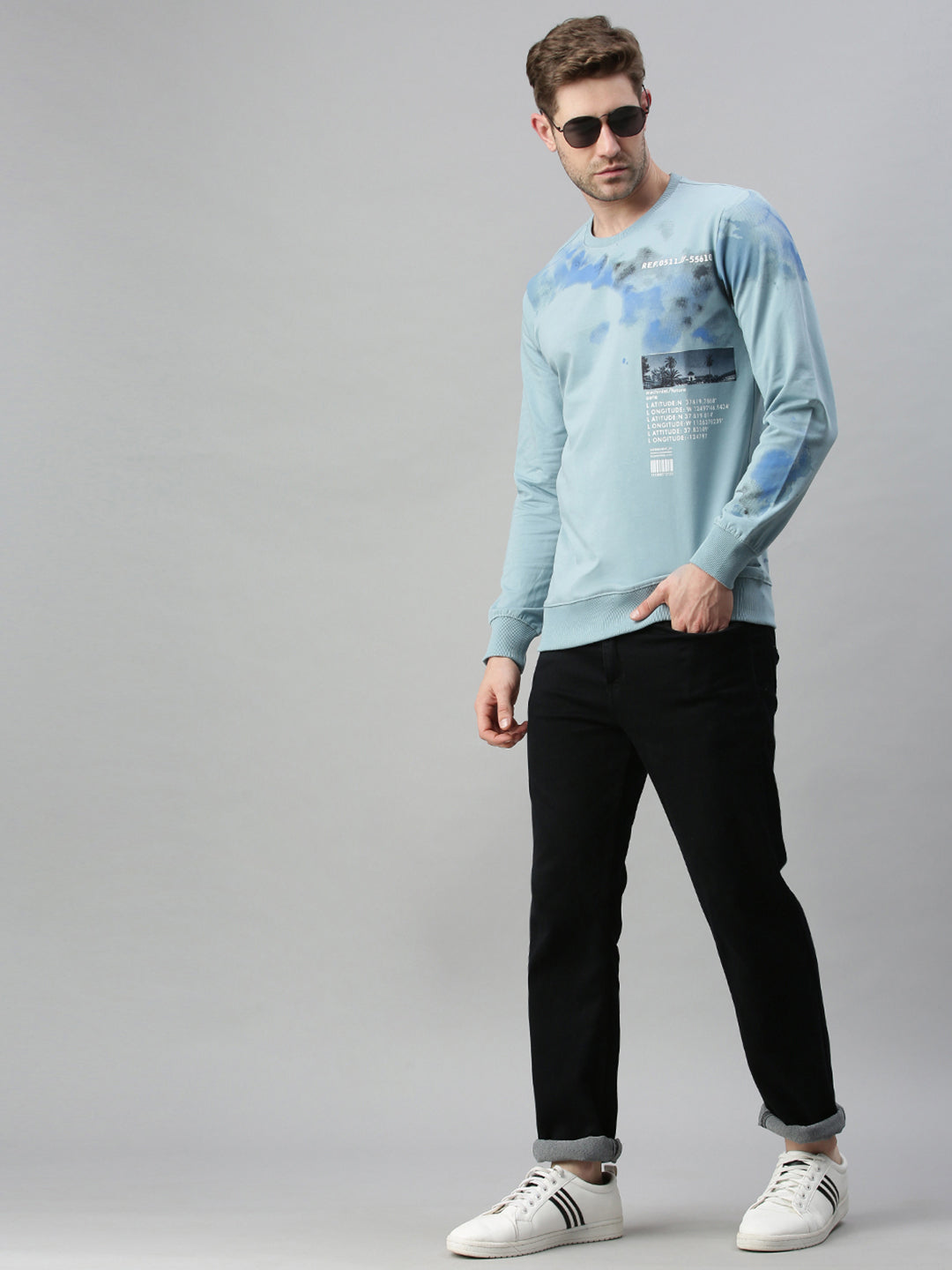 Men Printed Blue Sweatshirt