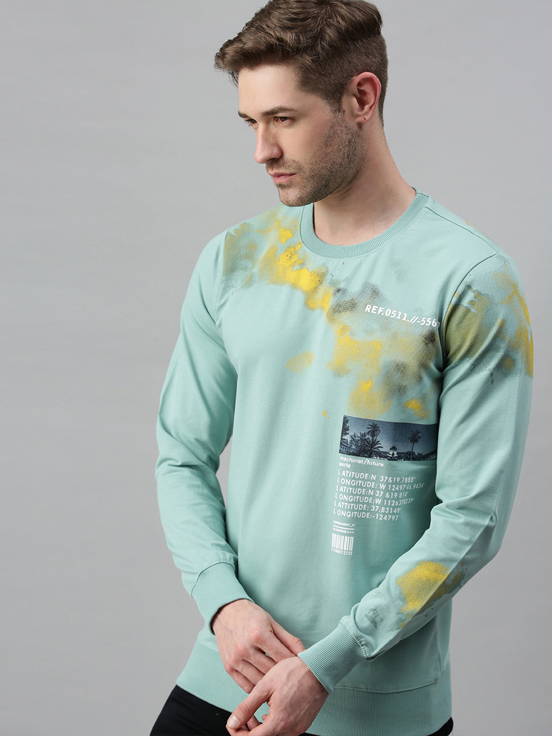 Men Printed Green Sweatshirt