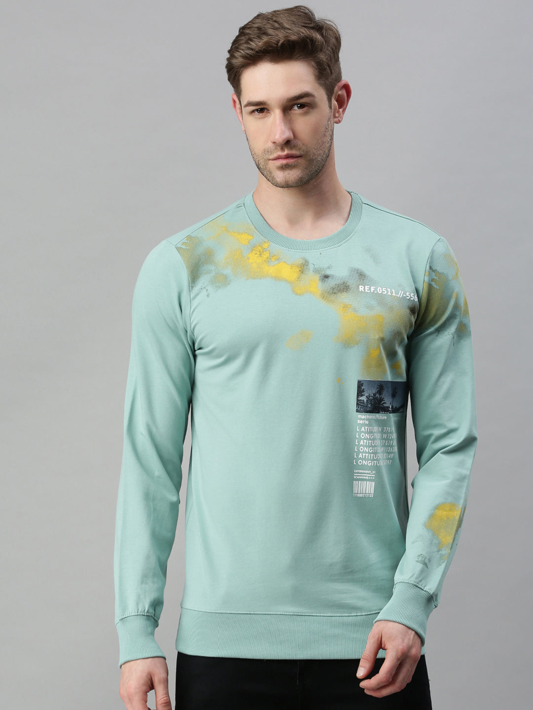 Men Printed Green Sweatshirt