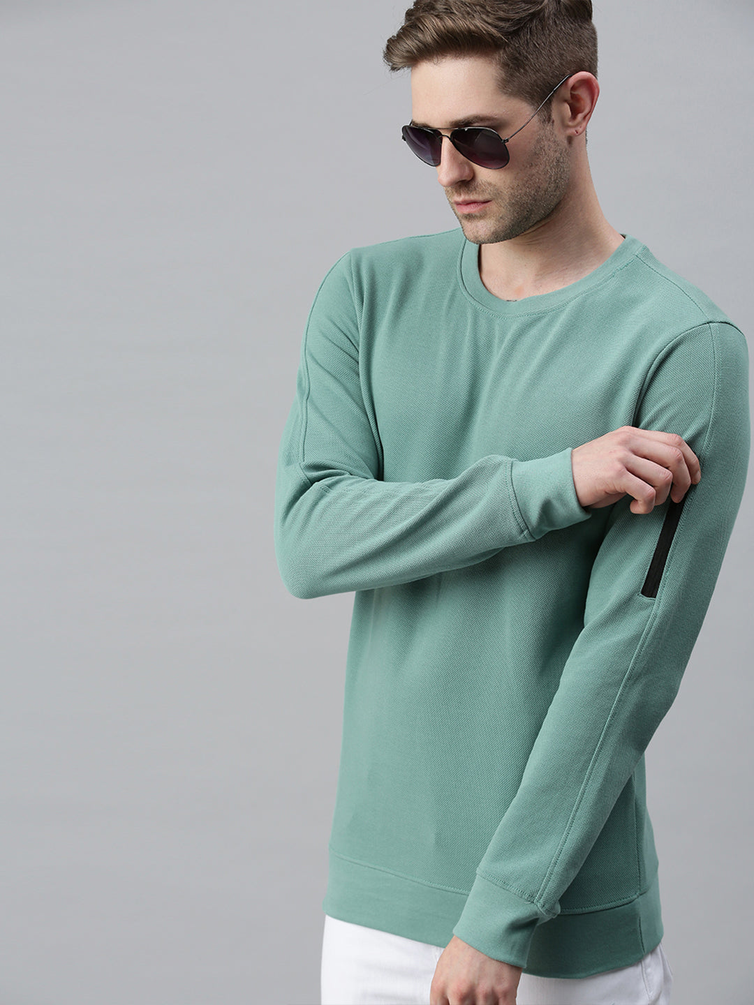 Men Printed Green Sweatshirt