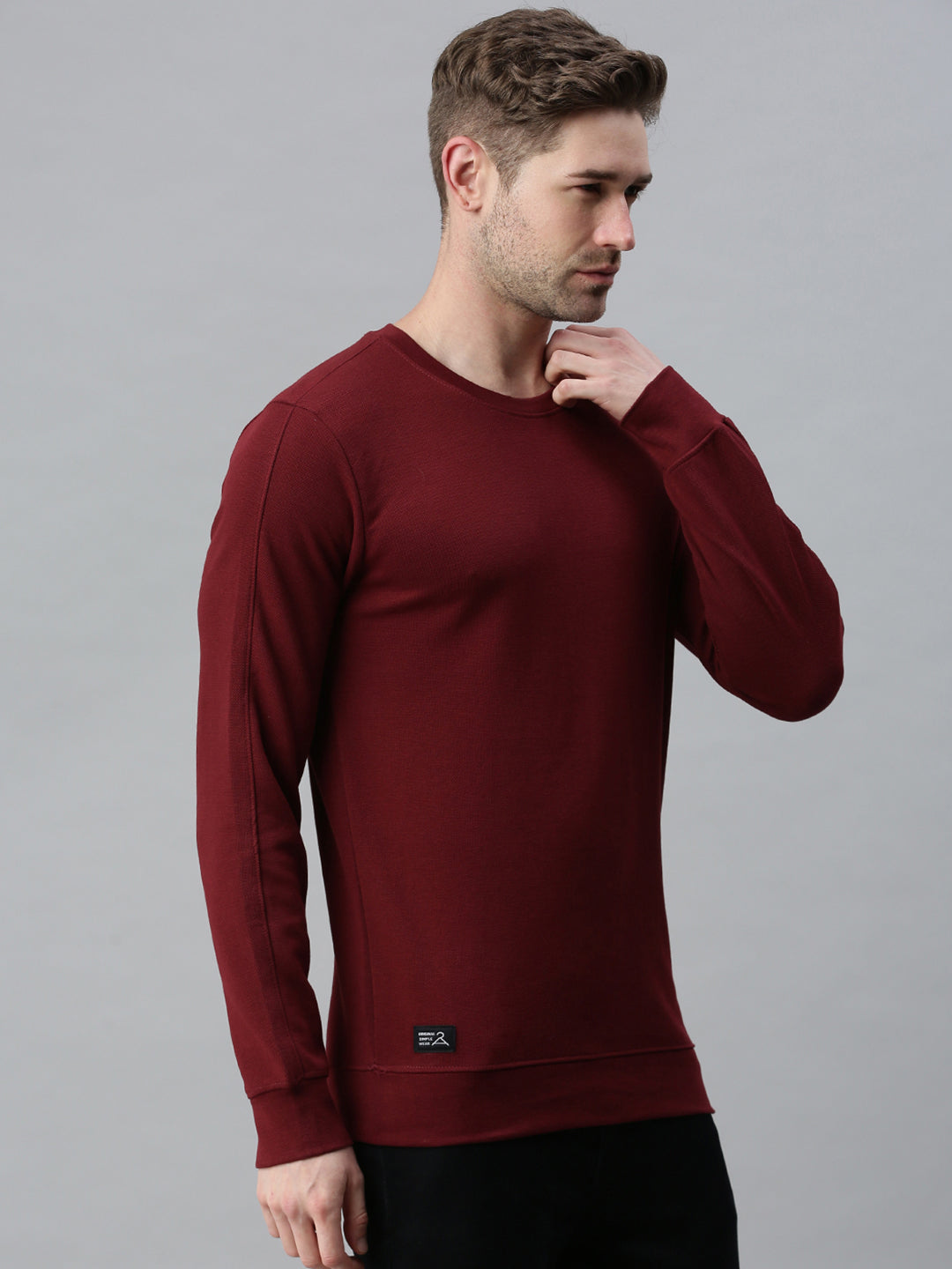 Men Solid Maroon Sweatshirt