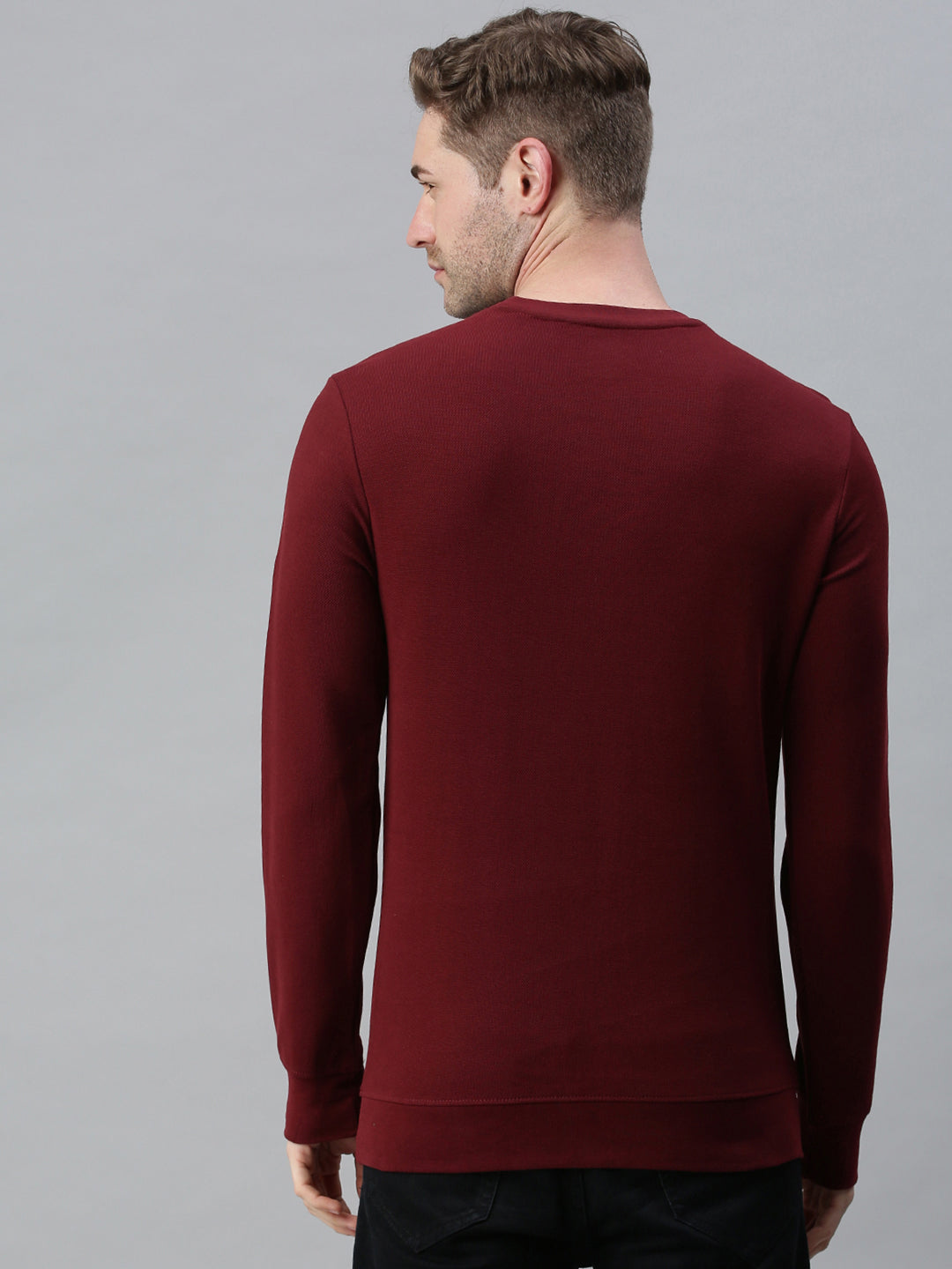 Men Solid Maroon Sweatshirt