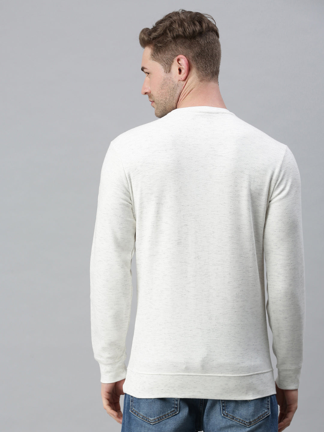 Men Solid White Sweatshirt