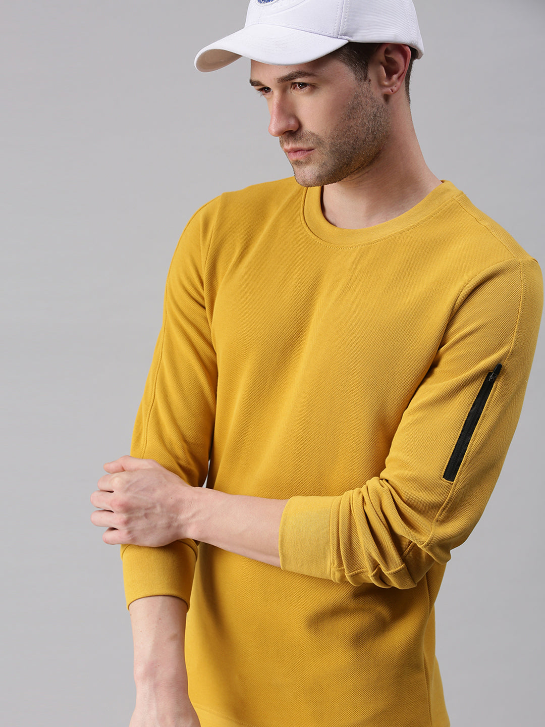 Men Printed Yellow Sweatshirt