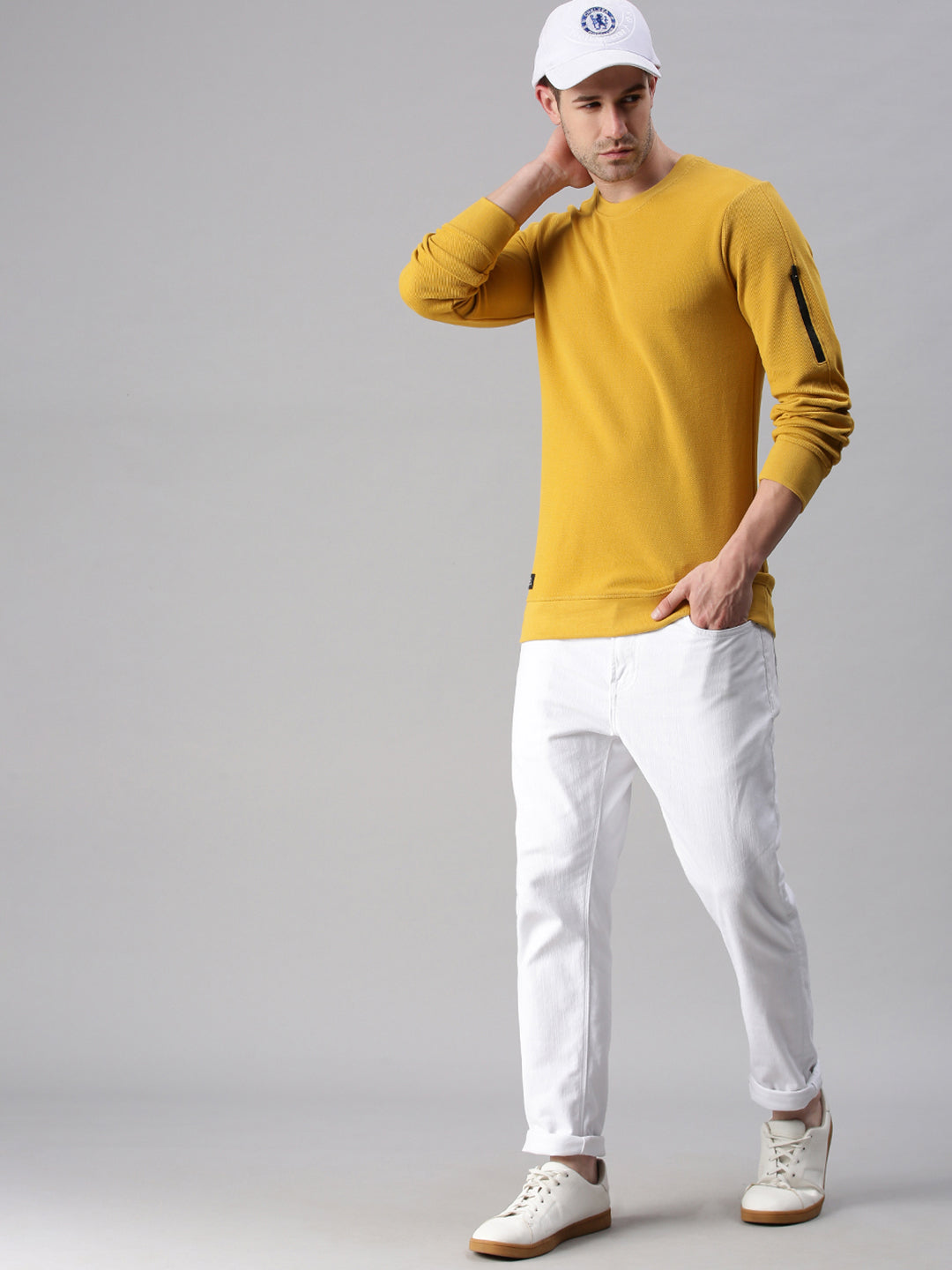 Men Printed Yellow Sweatshirt