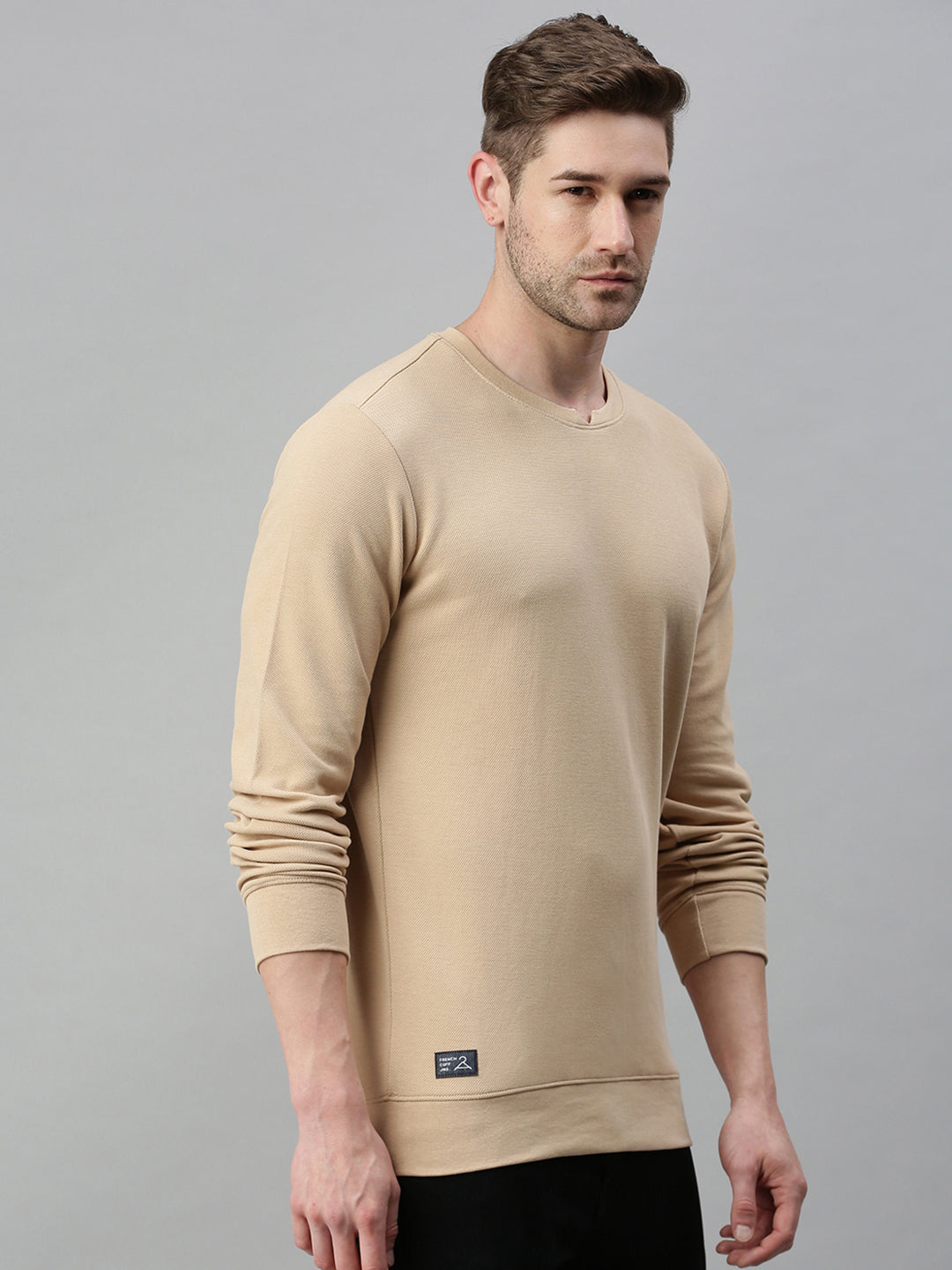 Men Solid Beige Sweatshirt