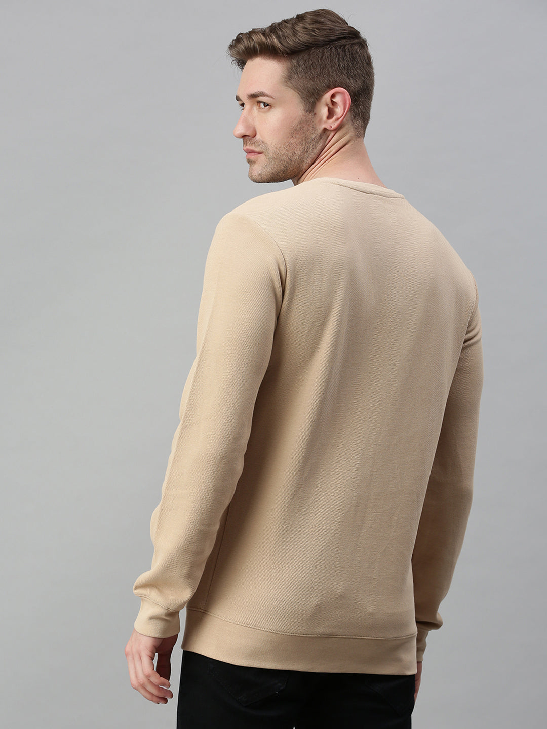 Men Solid Beige Sweatshirt