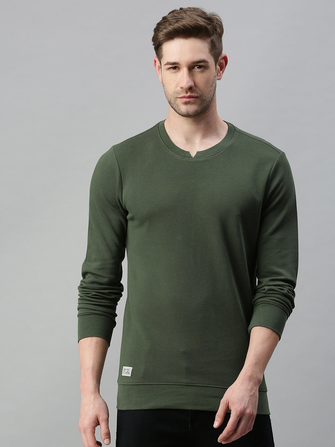 Men Solid Green Sweatshirt