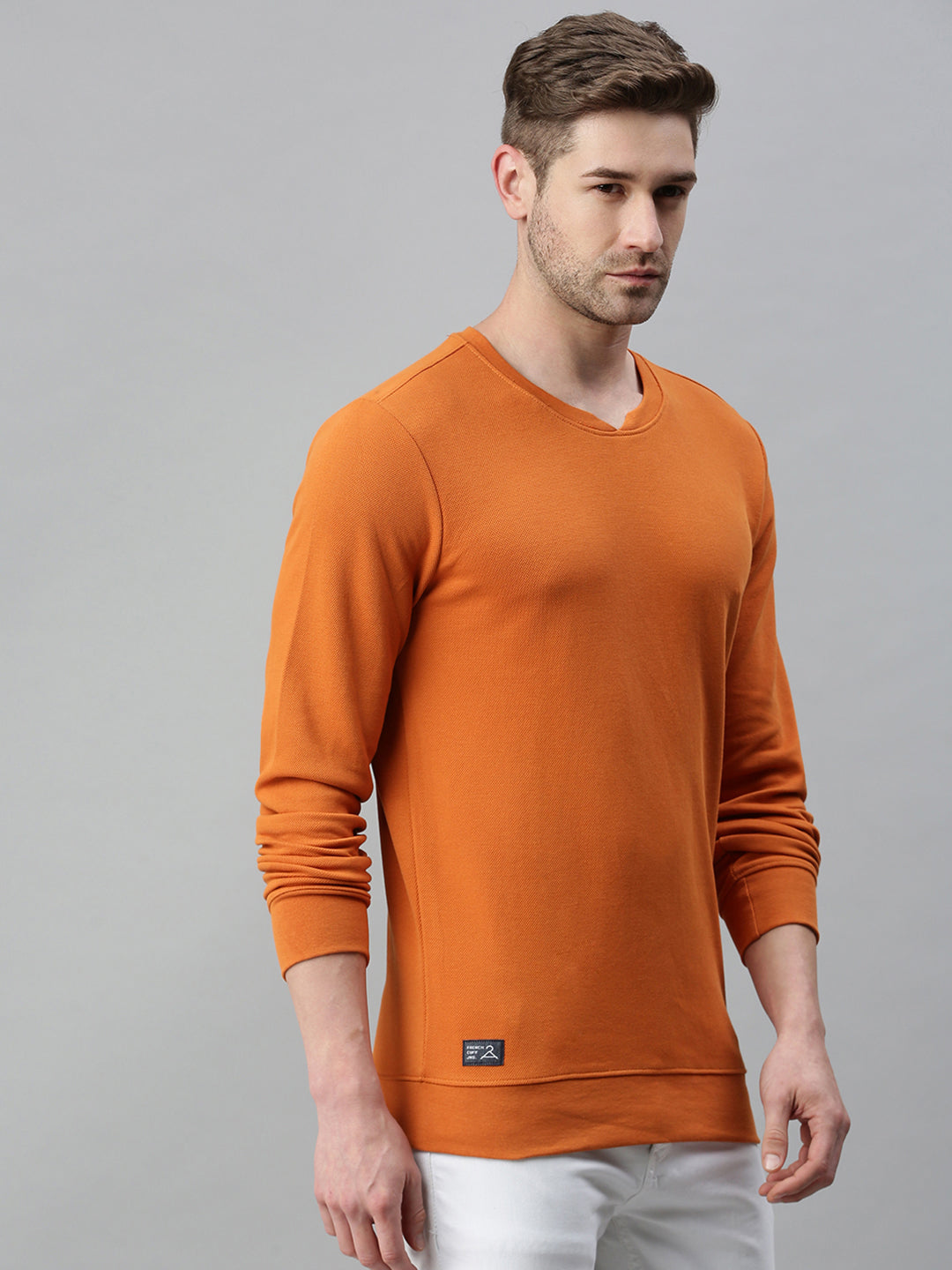 Men Solid Orange Sweatshirt