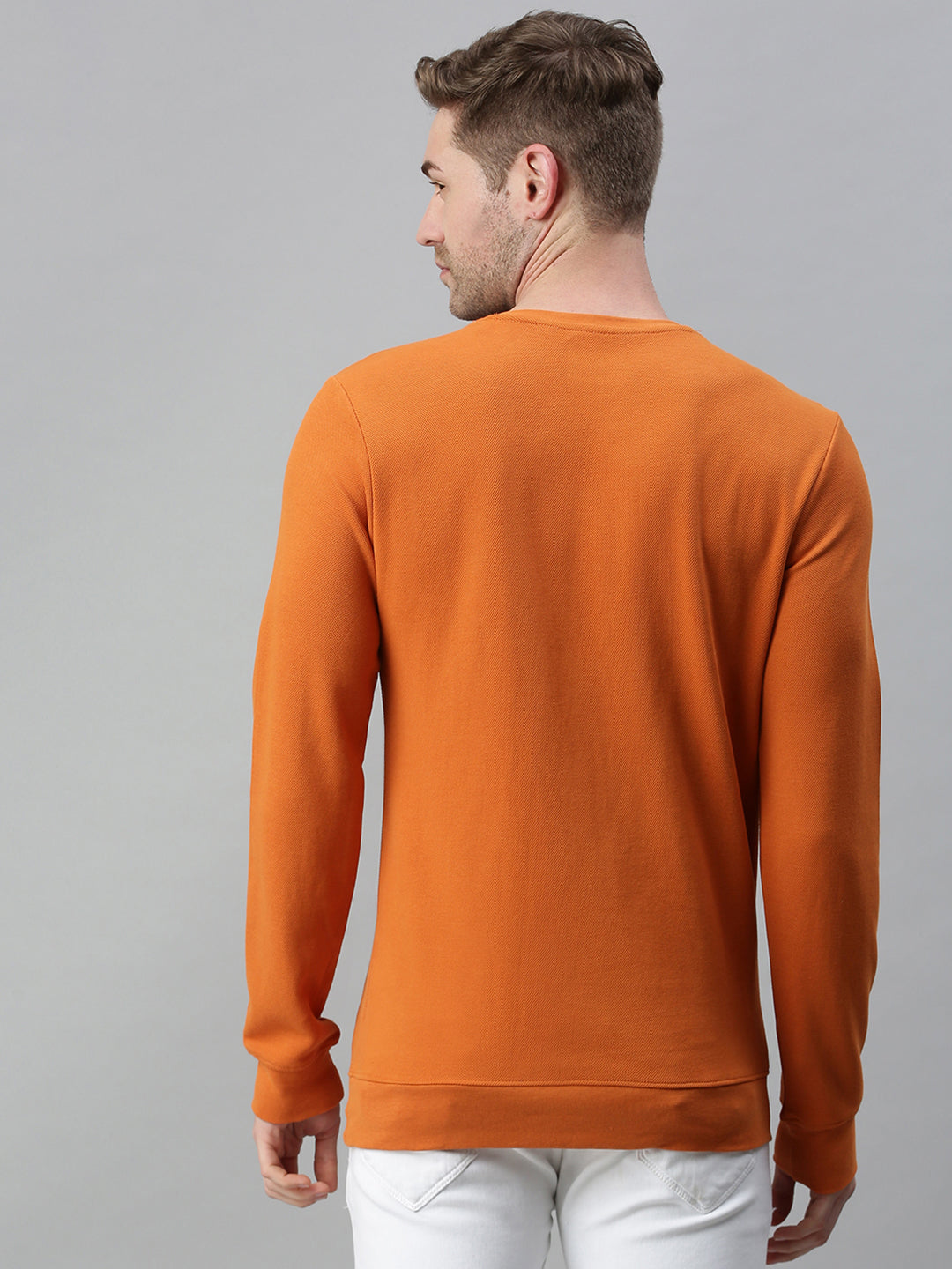 Men Solid Orange Sweatshirt