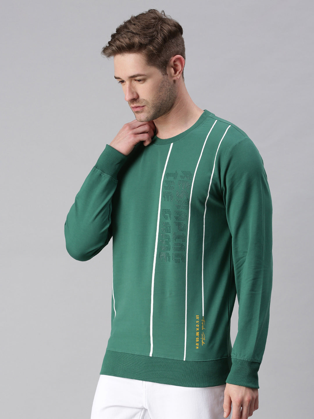 Men Printed Green Sweatshirt