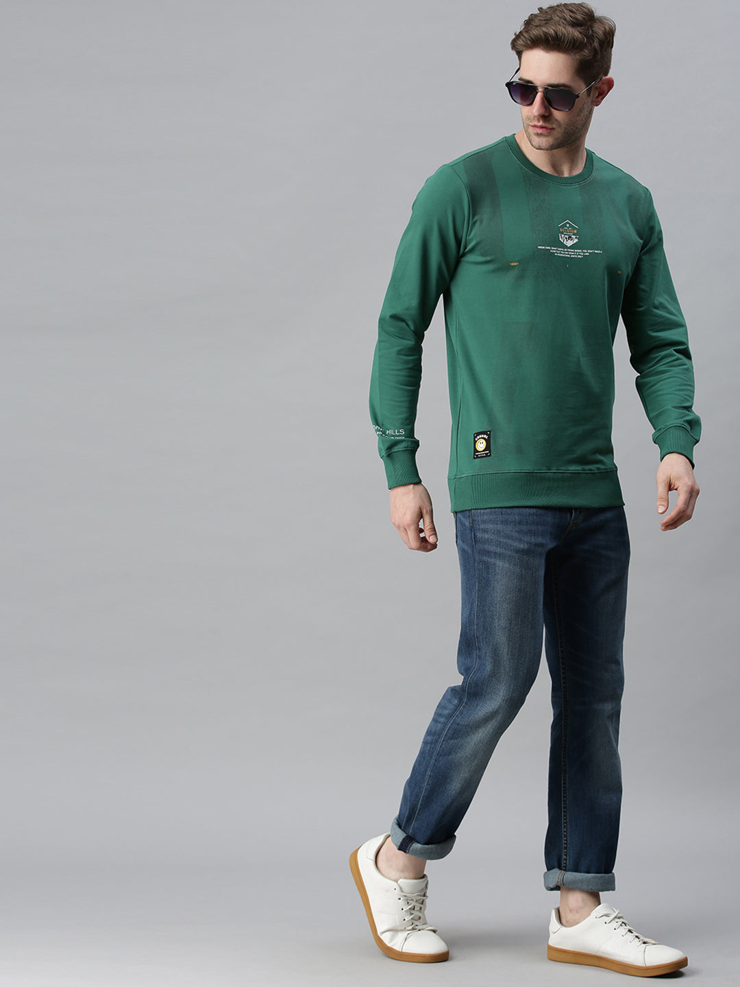 Men Printed Green Sweatshirt