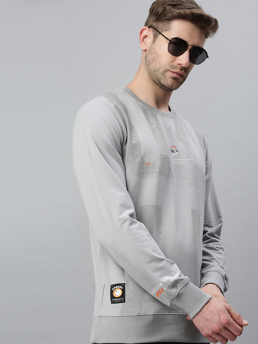 Men Solid Grey Sweatshirt