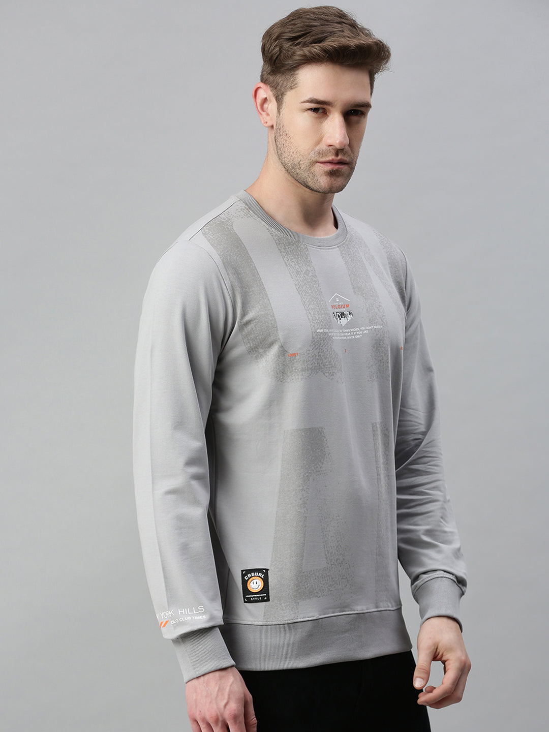 Men Solid Grey Sweatshirt