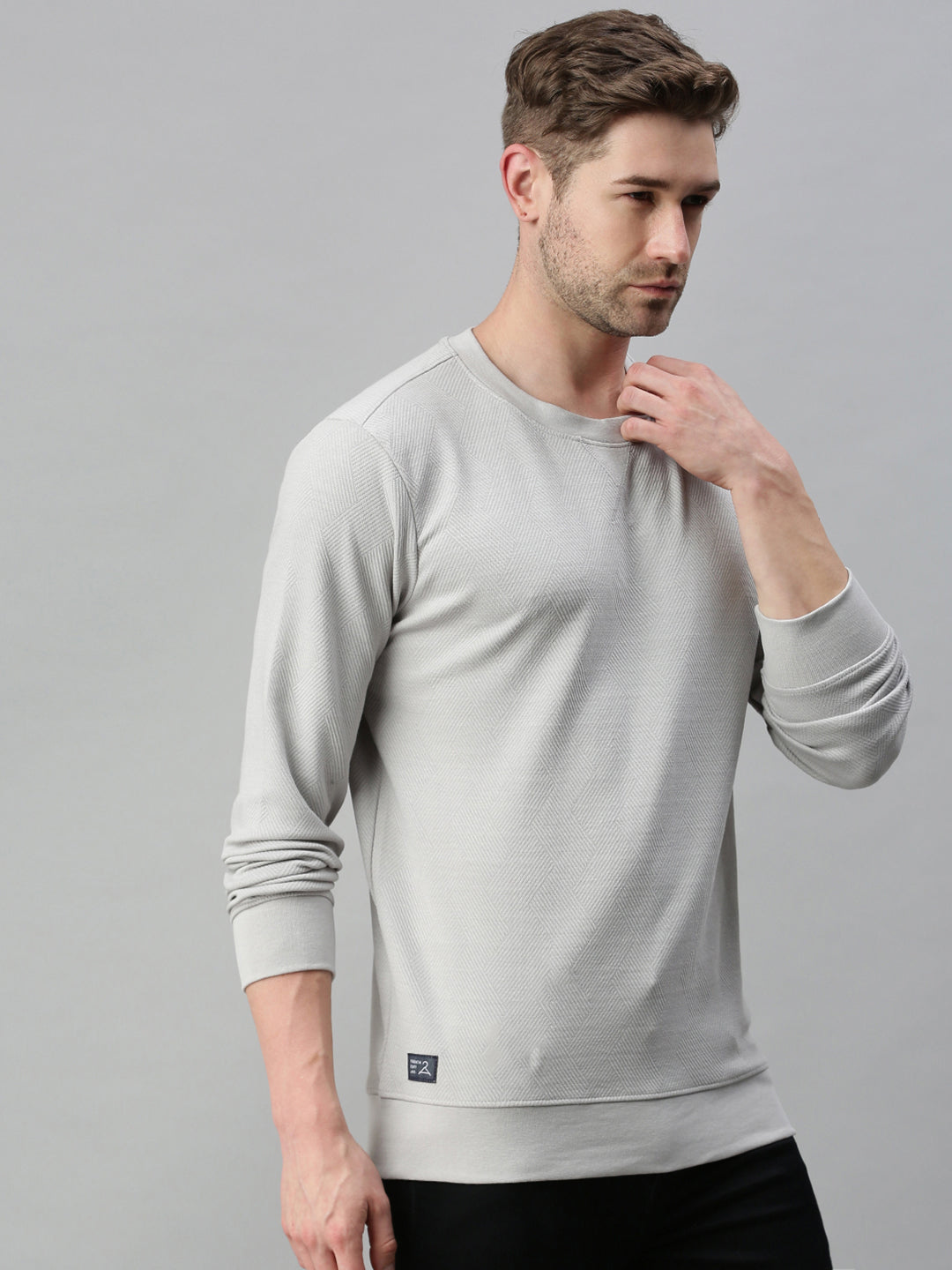 Men Solid Grey Sweatshirt