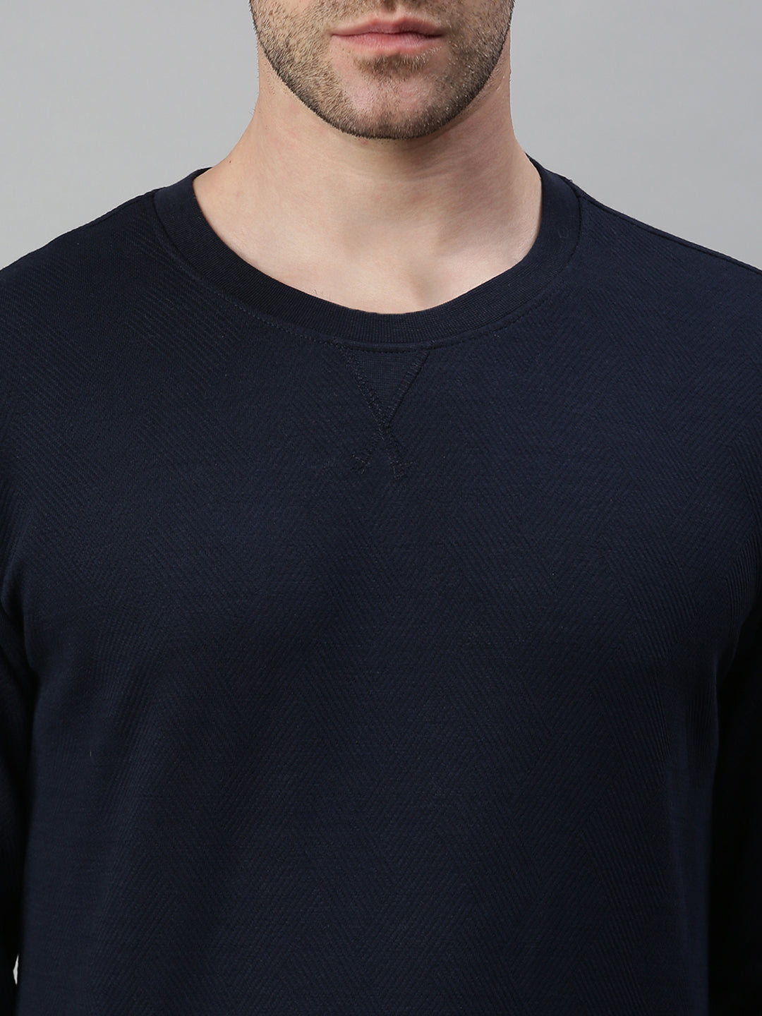 Men Solid Navy Blue Sweatshirt