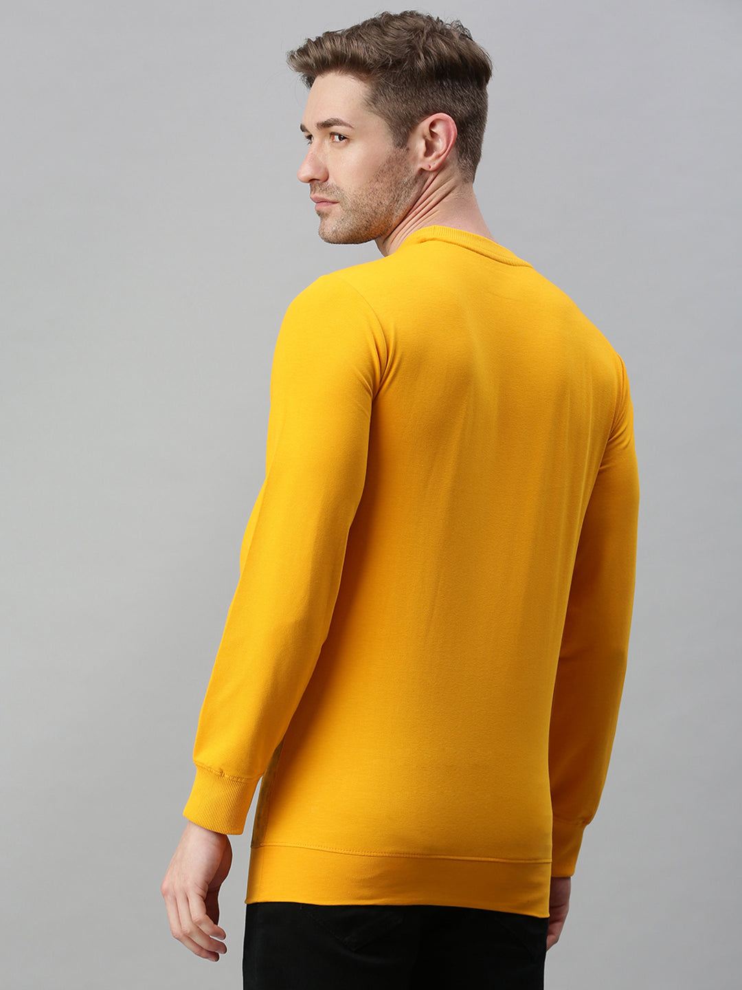 Men Printed Yellow Sweatshirt