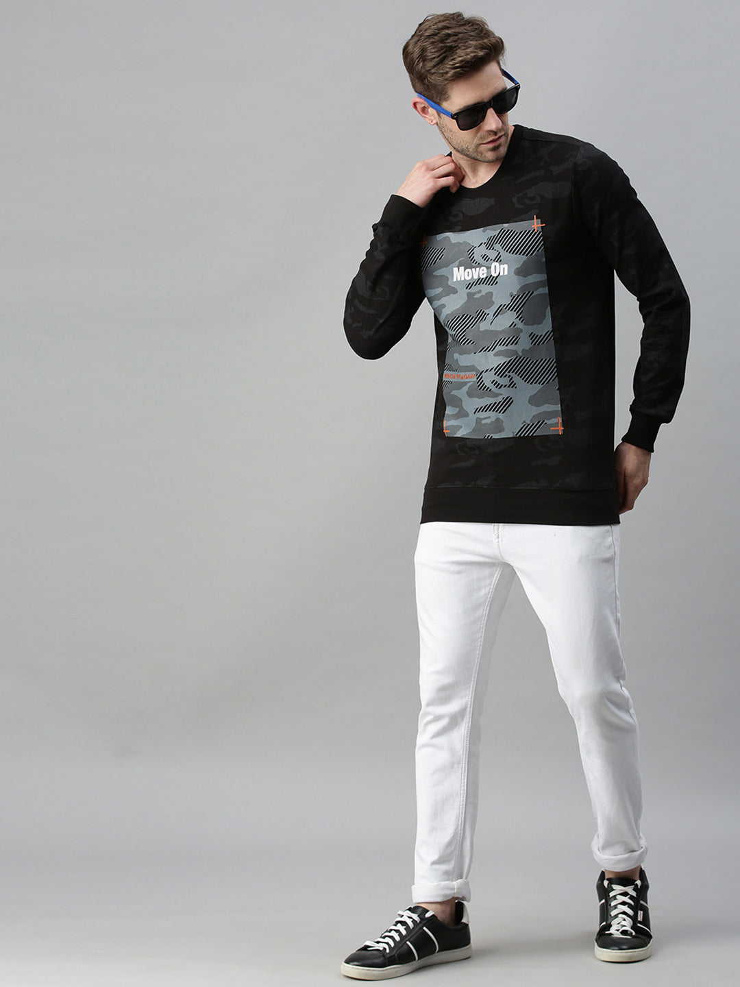 Men Printed Black Sweatshirt