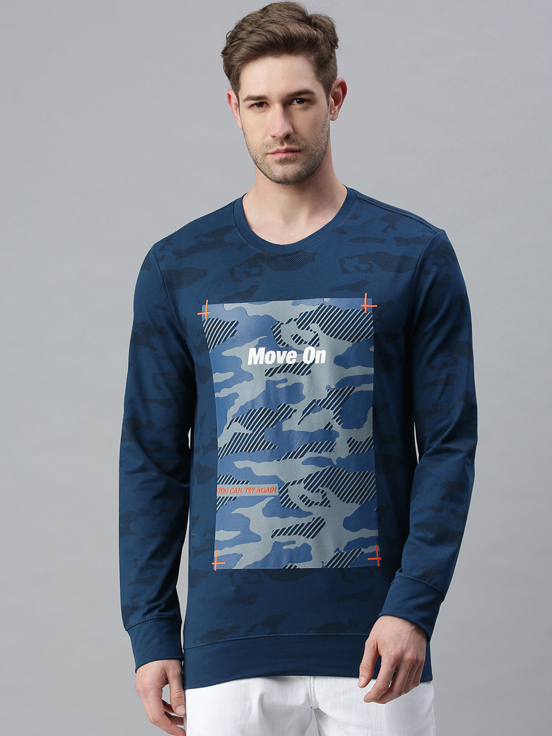 Men Printed Blue Sweatshirt