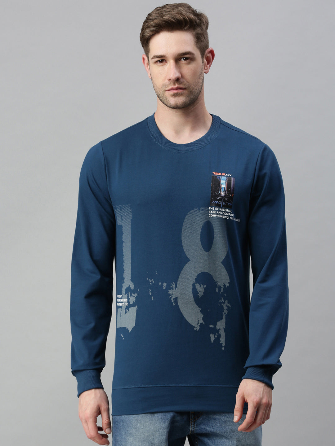 Men Printed Blue Sweatshirt