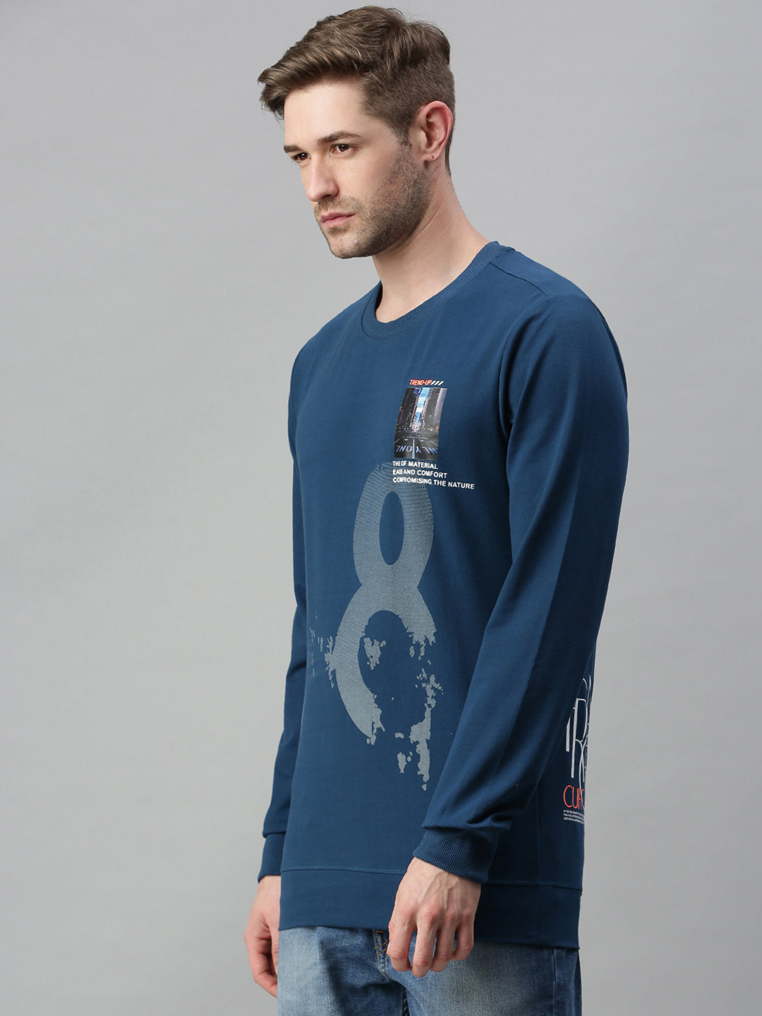 Men Printed Blue Sweatshirt