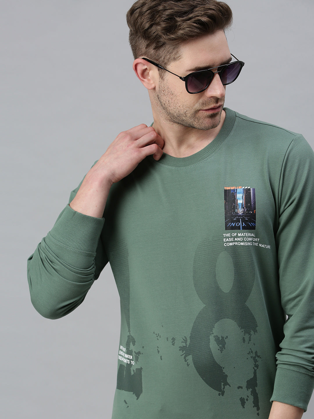 Men Printed Green Sweatshirt