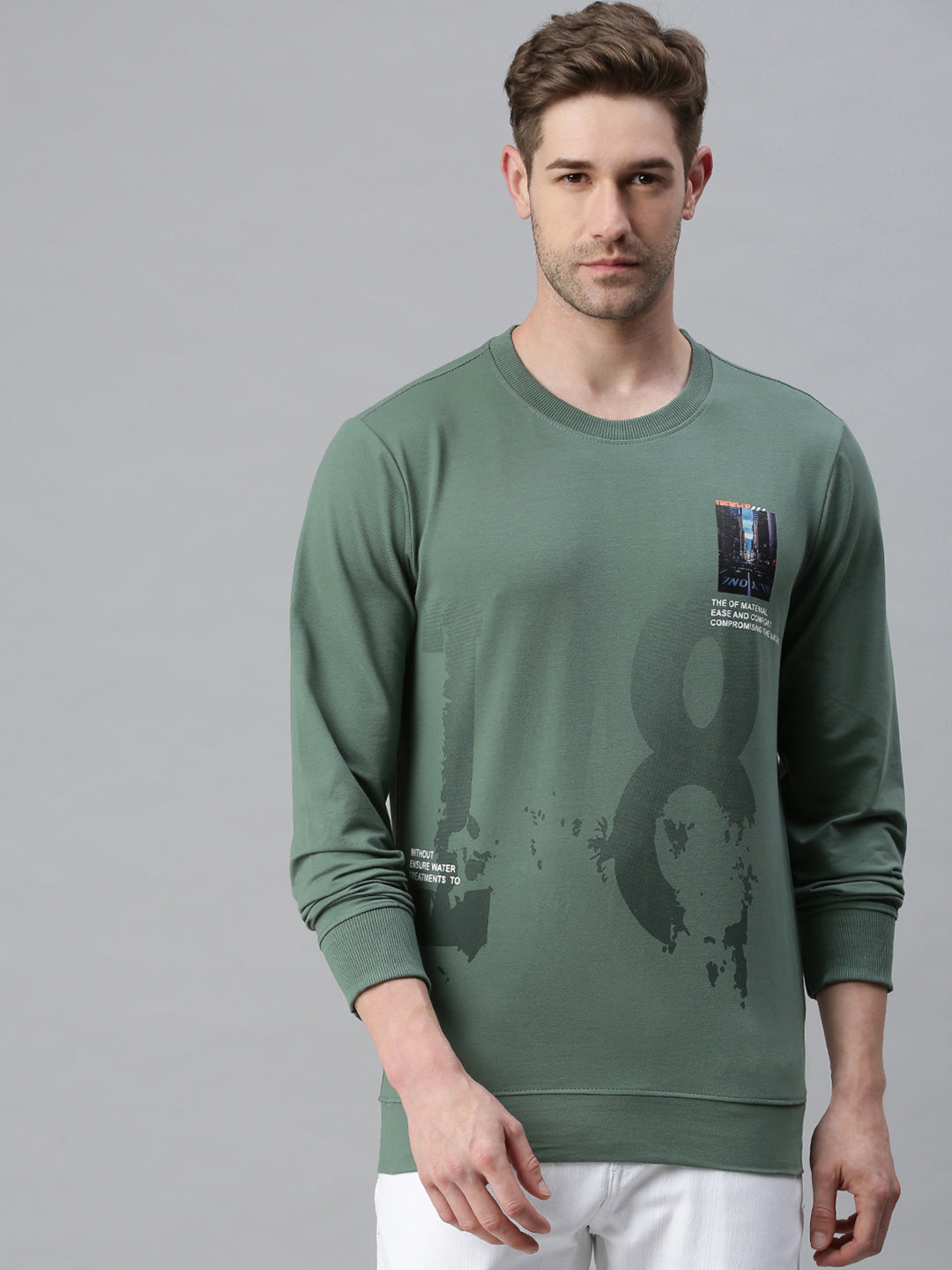 Men Printed Green Sweatshirt