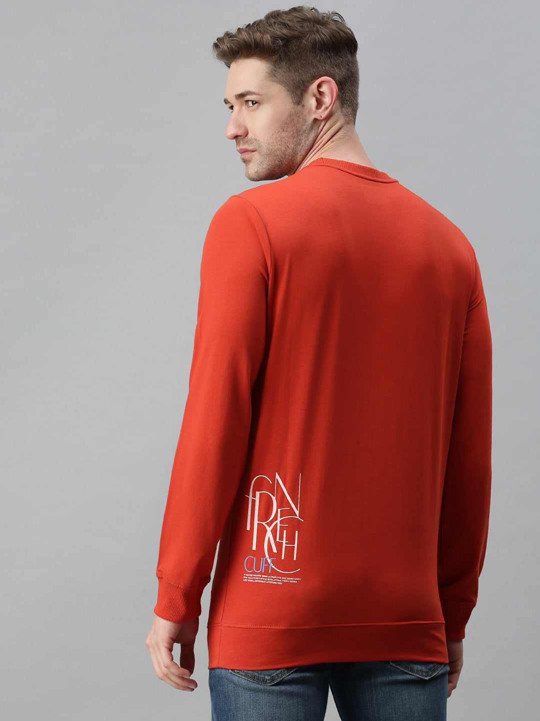 Men Printed Rust Sweatshirt