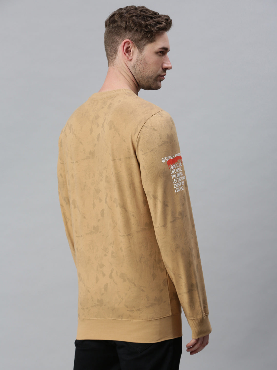 Men Graphic Beige Sweatshirt