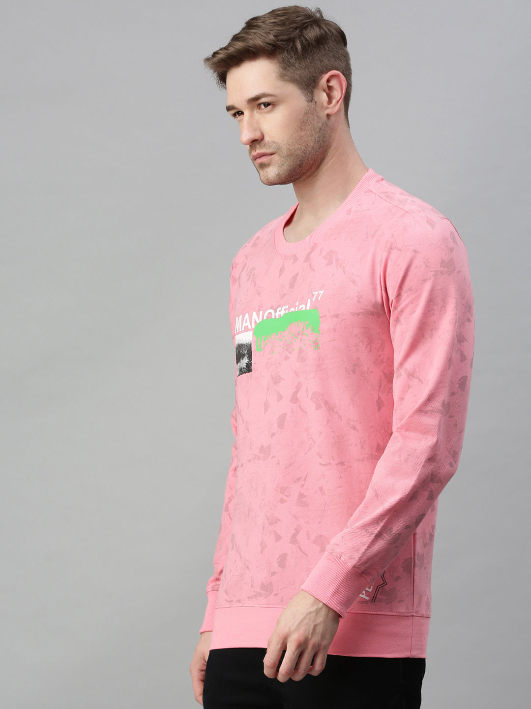 Men Printed Pink Sweatshirt