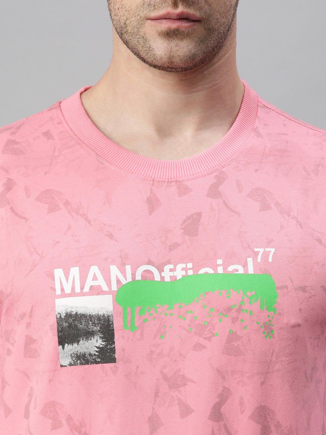 Men Printed Pink Sweatshirt