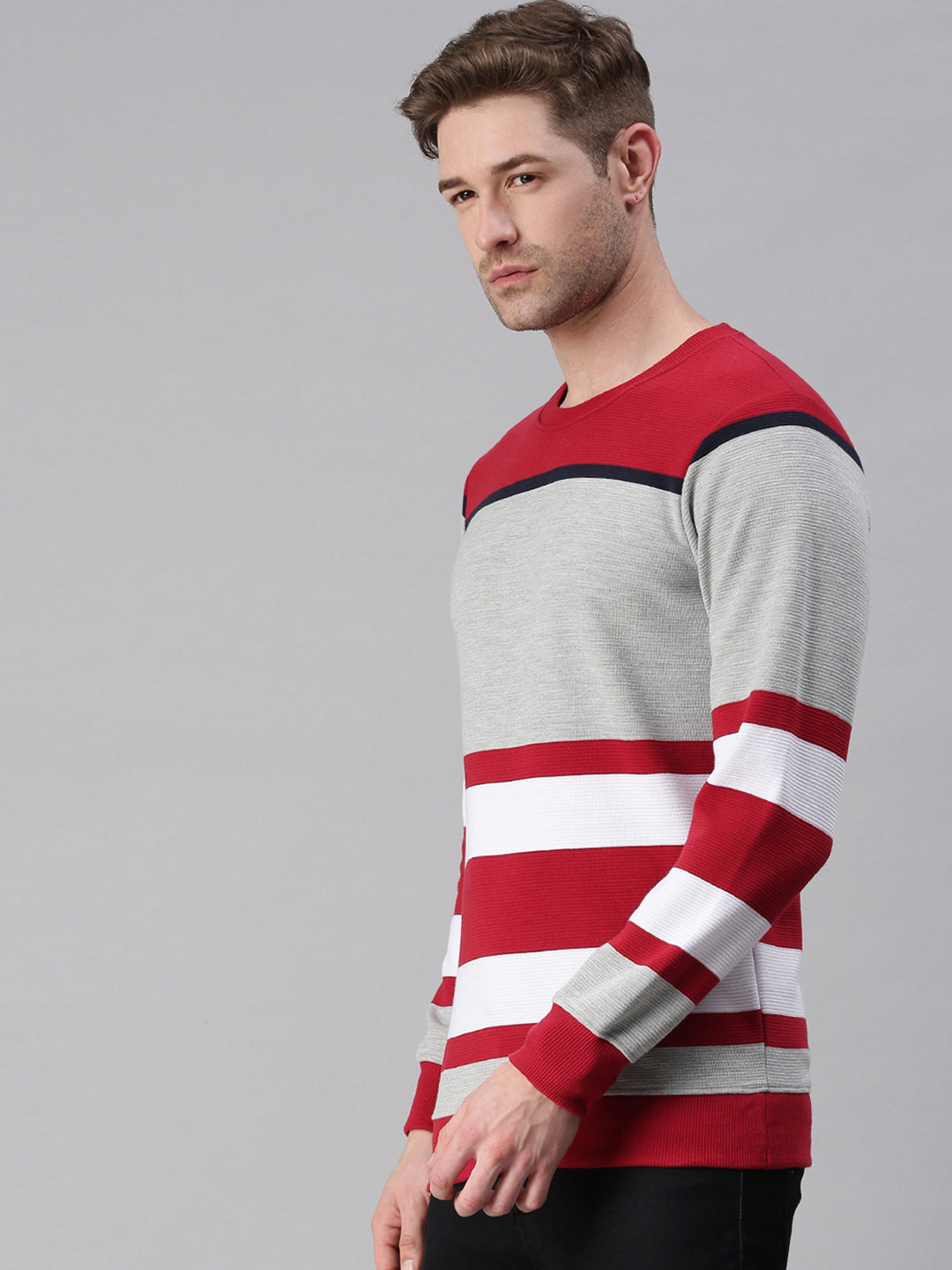 Men Colourblocked White Sweatshirt