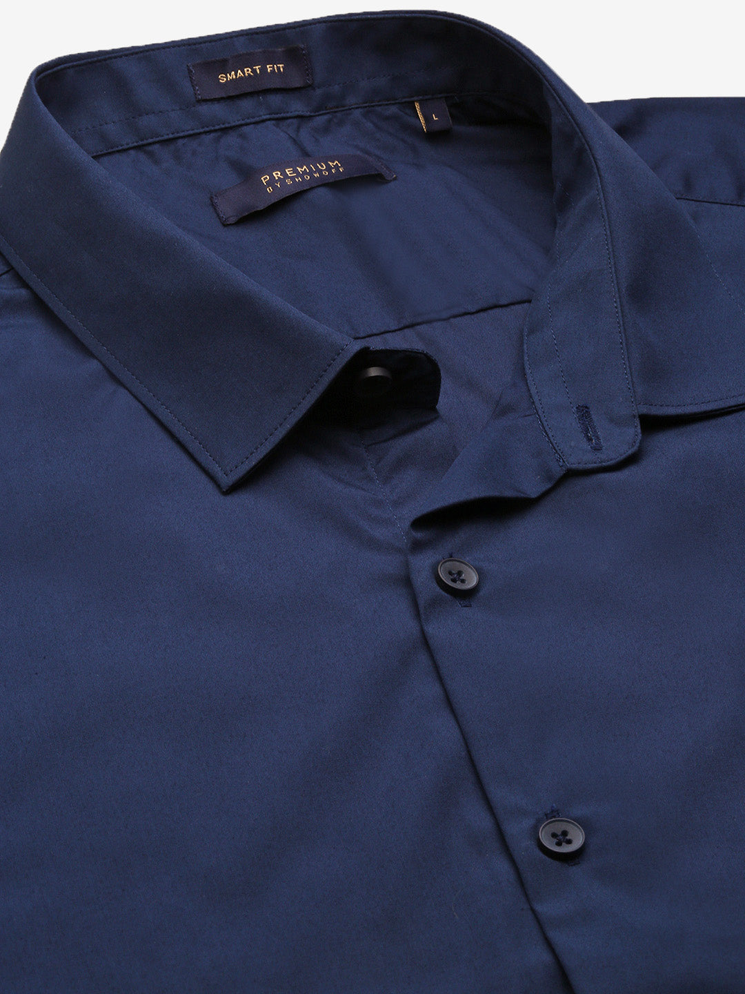 Men Navy Blue Solid Slim Fit Shirt