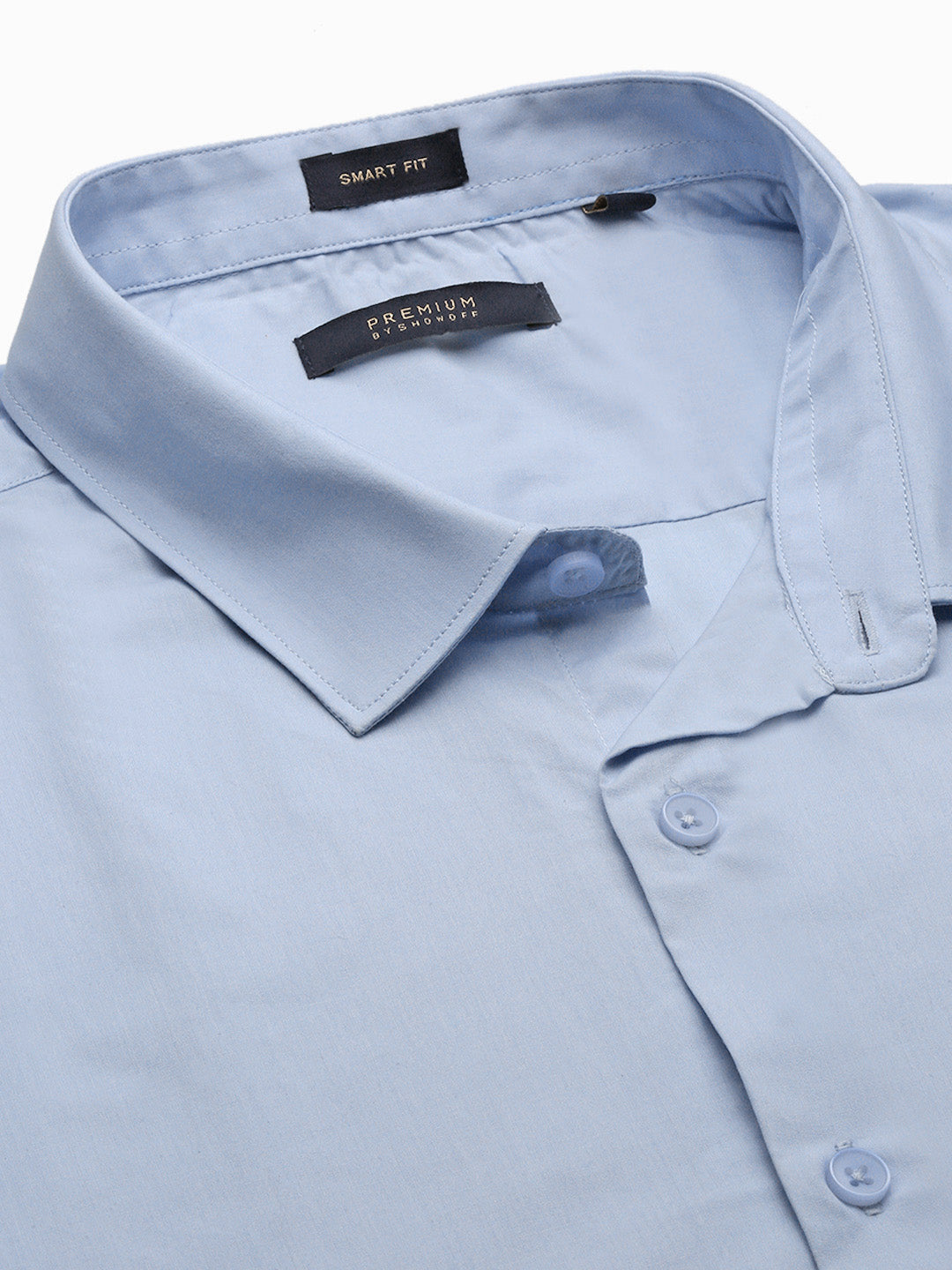 Men Blue Solid Slim Fit Shirt