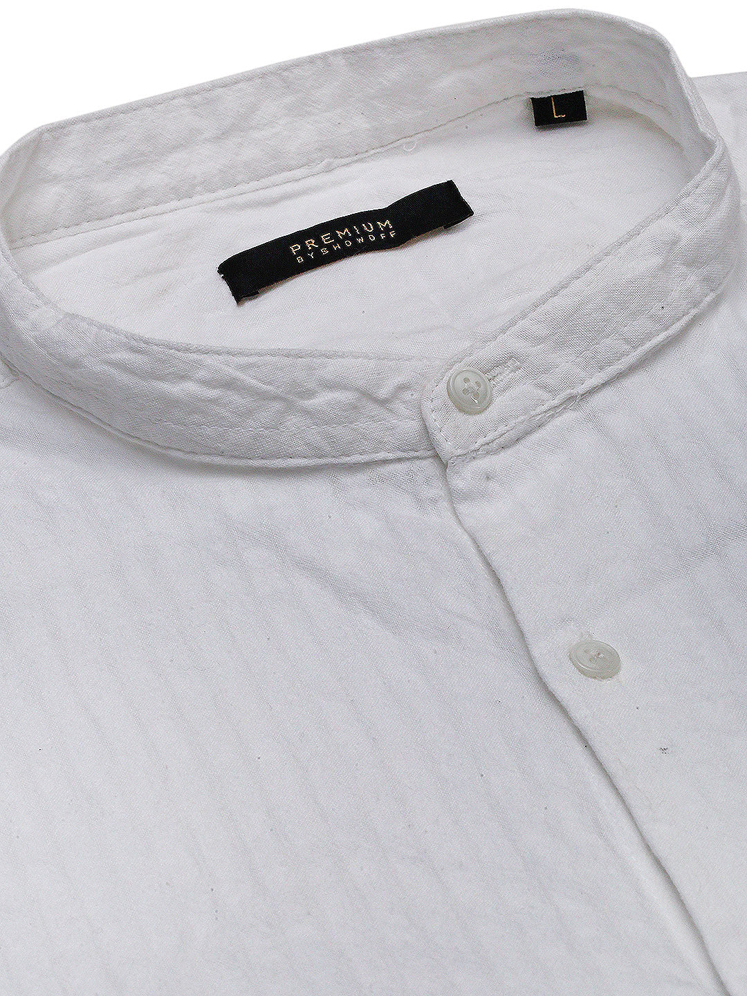 Men White Solid Slim Fit Shirt