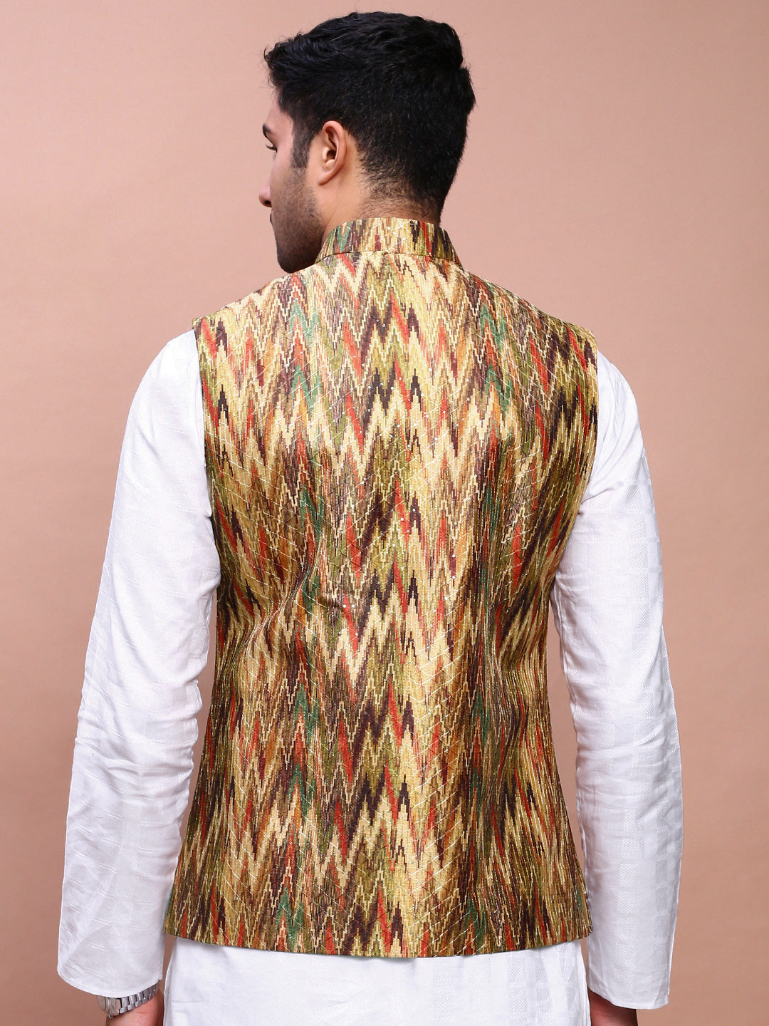 Men Embroidered Multi Slim Fit Nehru Jacket