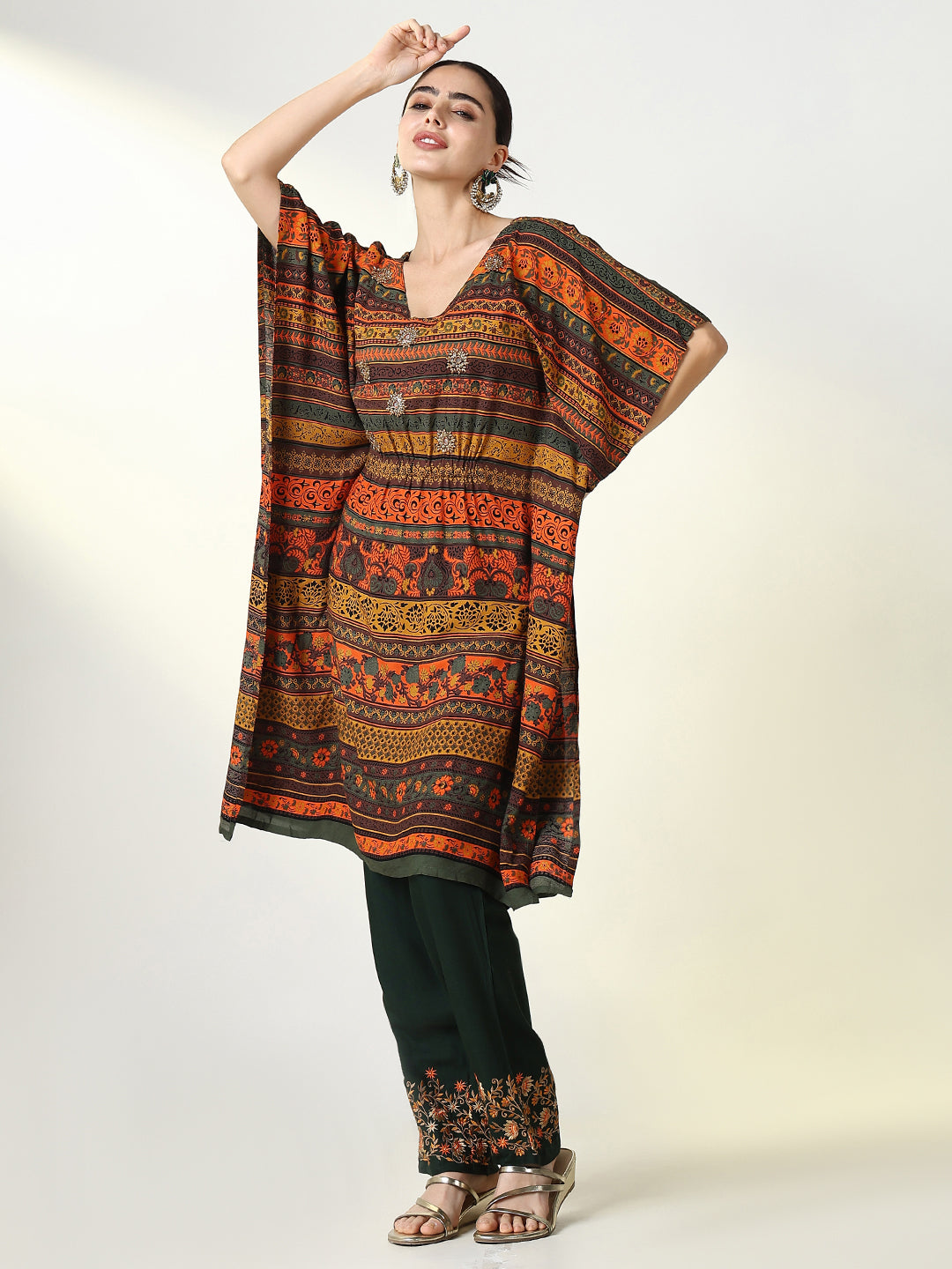 Women Graphic Multi Kaftan Kurta Set